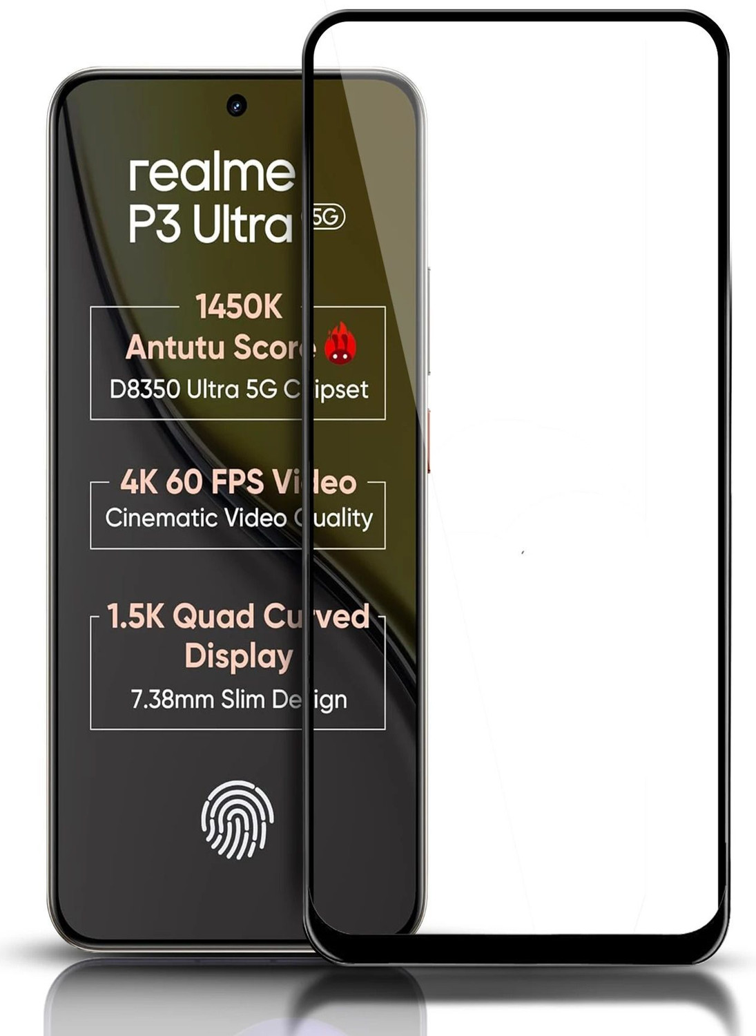 Image of Urban Shield Edge To Edge Tempered Glass for Realme P3 Ultra (Pack of 1)