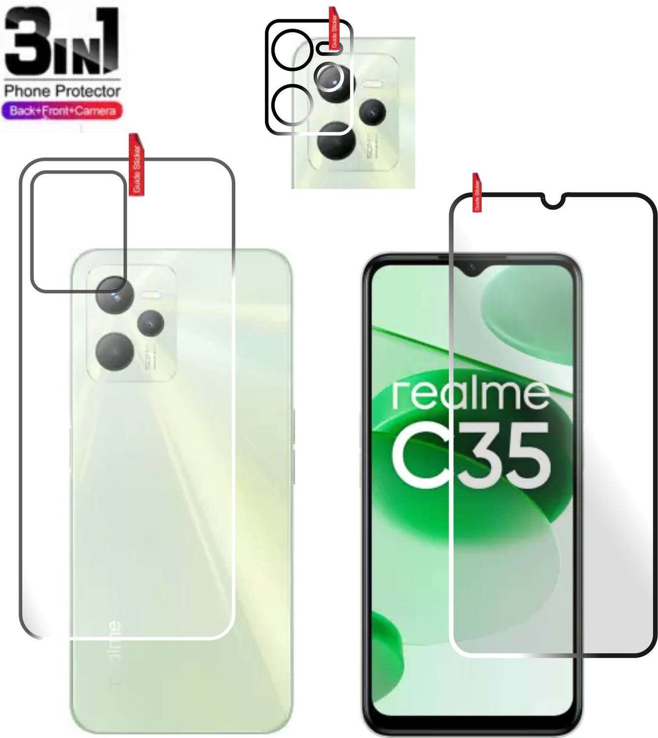Image of tombik Front and Back Tempered Glass for 48po-vivo X200-fb (Pack of 2)