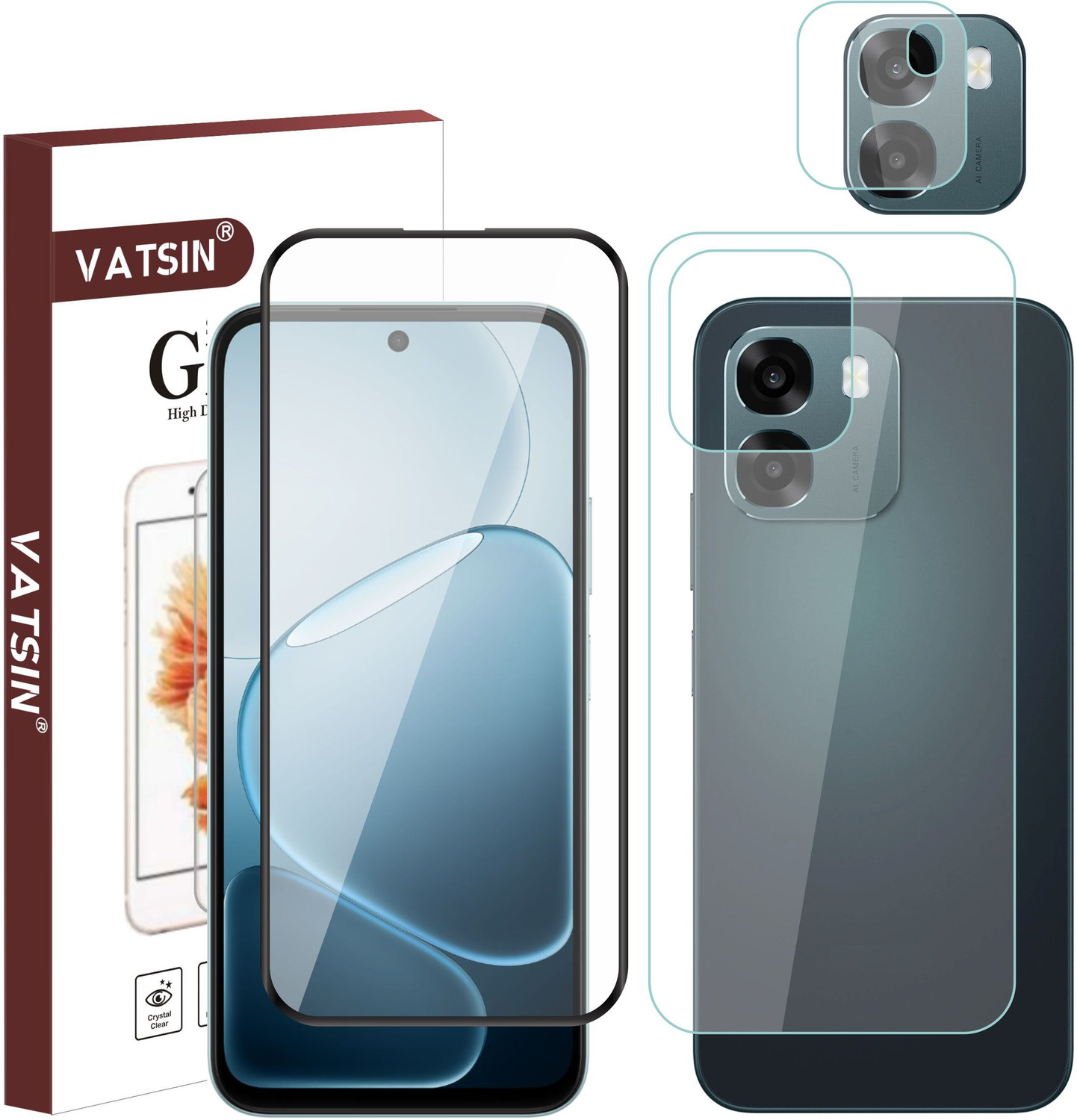Image of tombik Front and Back Tempered Glass for 48po-vivo X200-fb (Pack of 2)