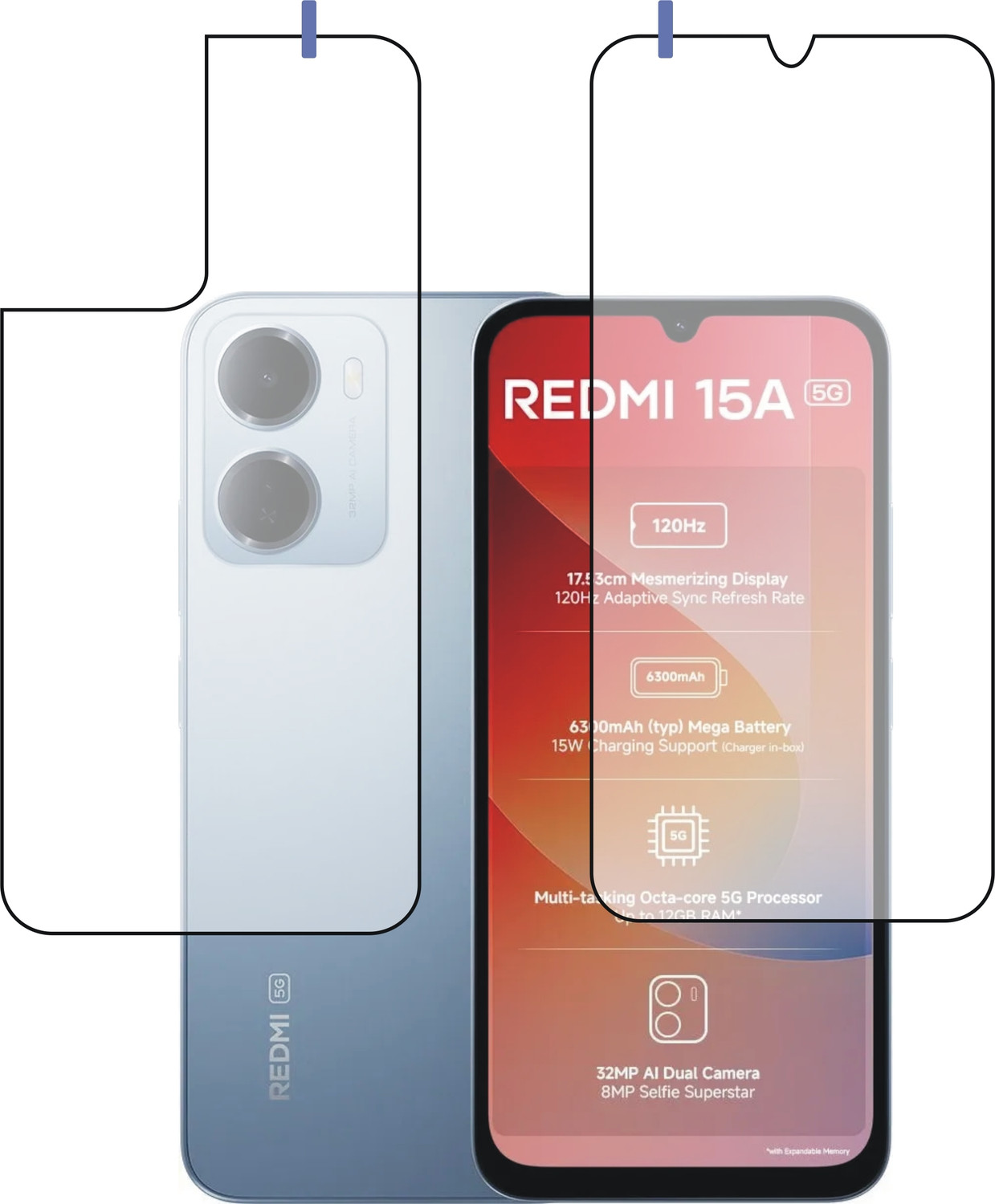 Image of tombik Front and Back Tempered Glass for 48po-vivo X200-fb (Pack of 2)
