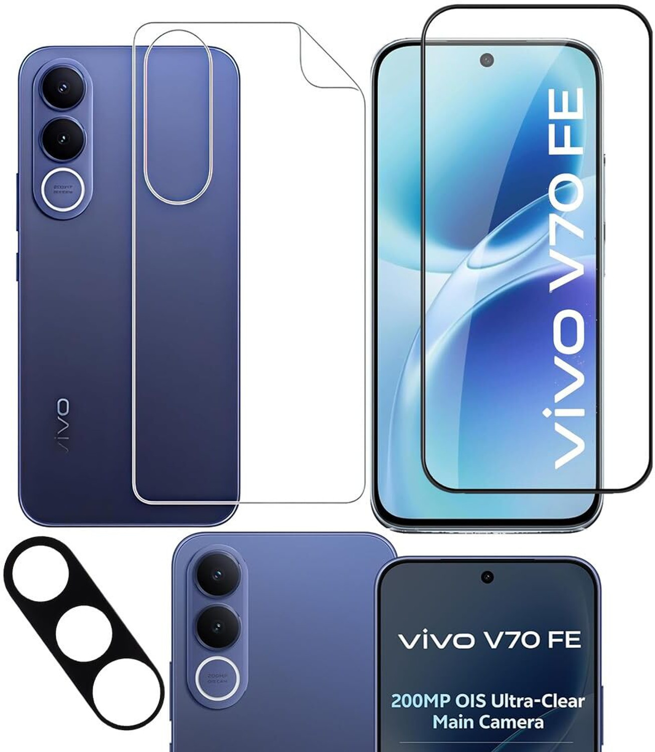 Image of tombik Front and Back Tempered Glass for 48po-vivo X200-fb (Pack of 2)