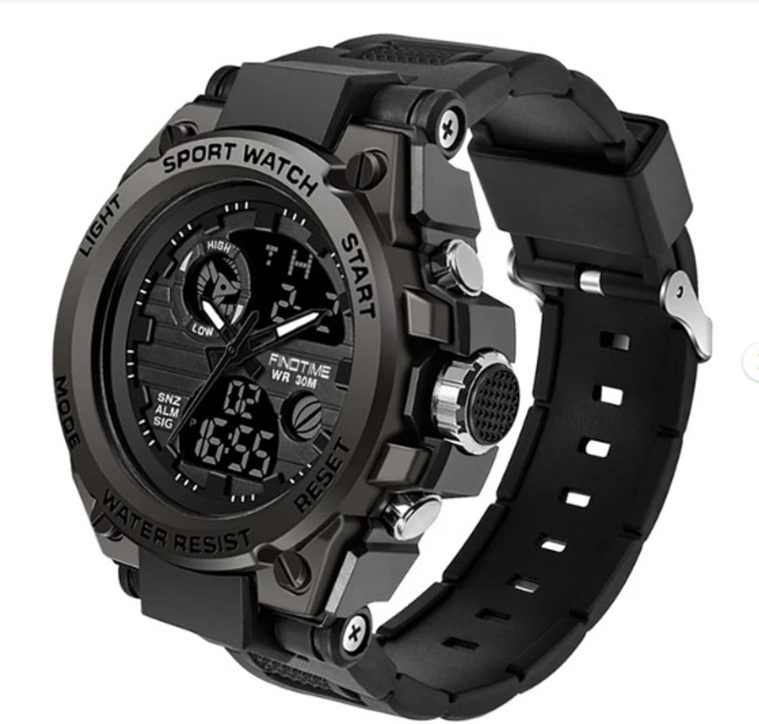 Image of Gangtok Hub Nano Glass for SKMEI Men's Digital Sports Watch, LED Square Large Face Analog Quartz Wrist Watch with Multi-Time Zone Waterproof Stopwatch - 1258 (Pack of 1)
