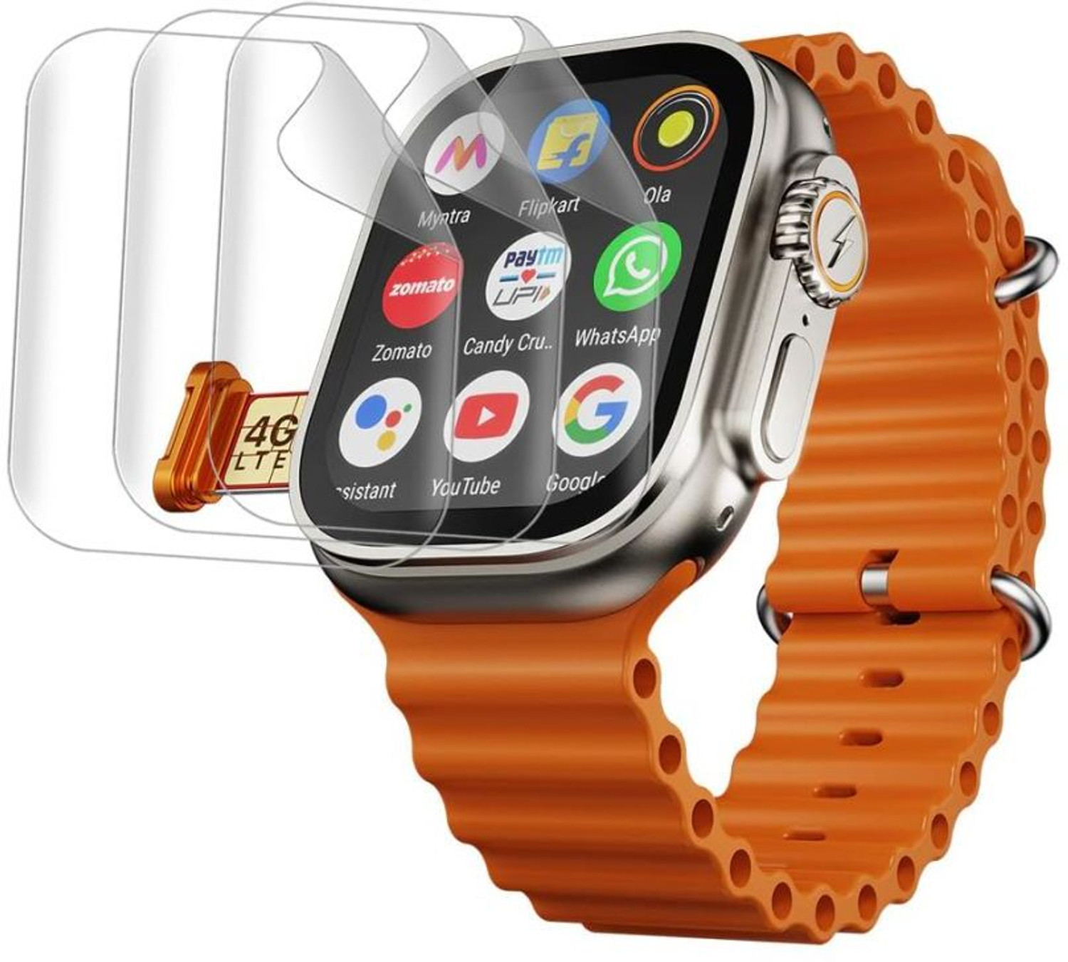 Image of YUIOP Android 5G Smartwatch All SIM WhatsApp YouTube Play Store 2MP Camera Smartwatch (Dessert Brown Strap, Free Size)