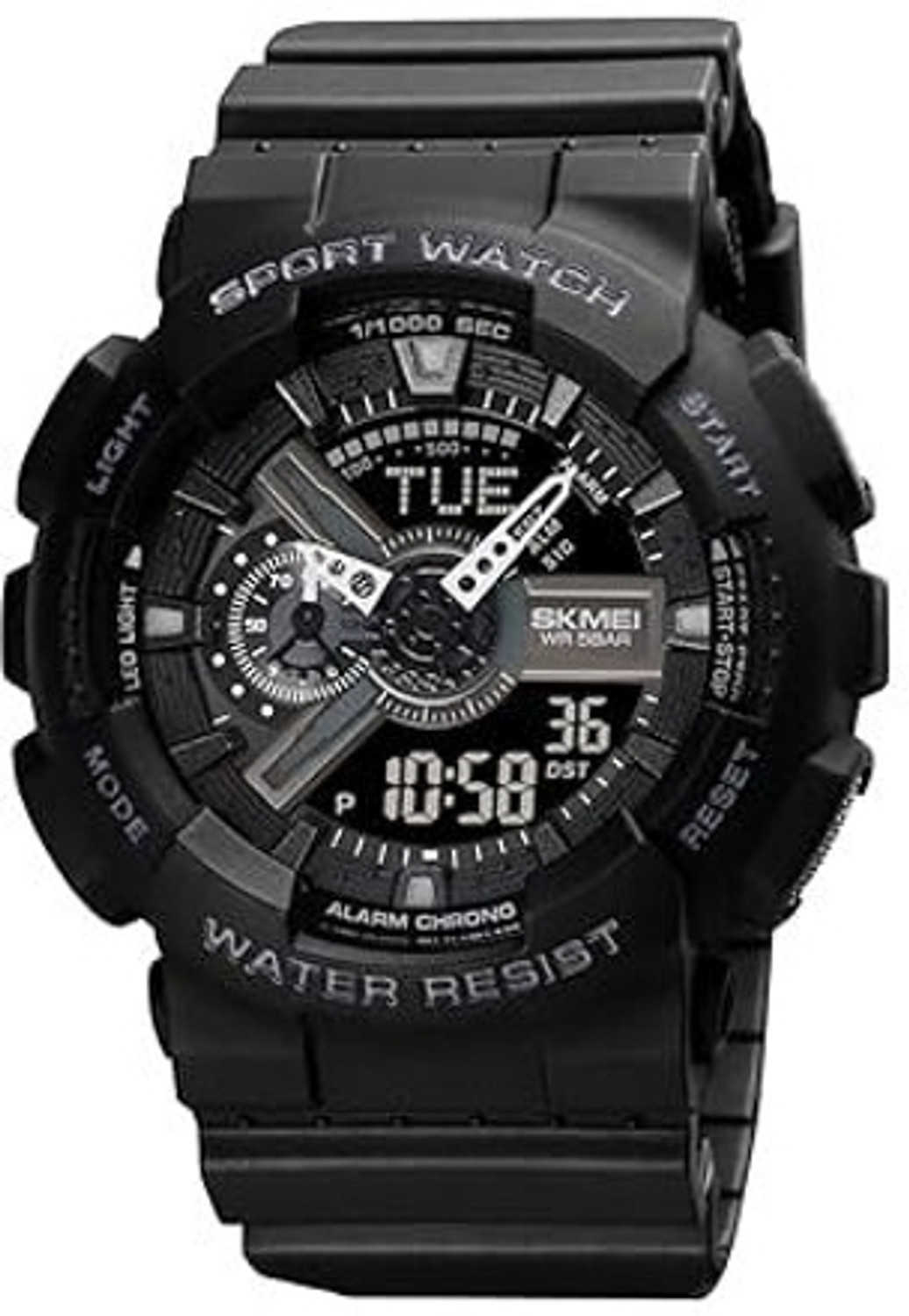 Image of Gangtok Hub Nano Glass for SKMEI Men's Digital Sports Watch, LED Square Large Face Analog Quartz Wrist Watch with Multi-Time Zone Waterproof Stopwatch - 1258 (Pack of 1)