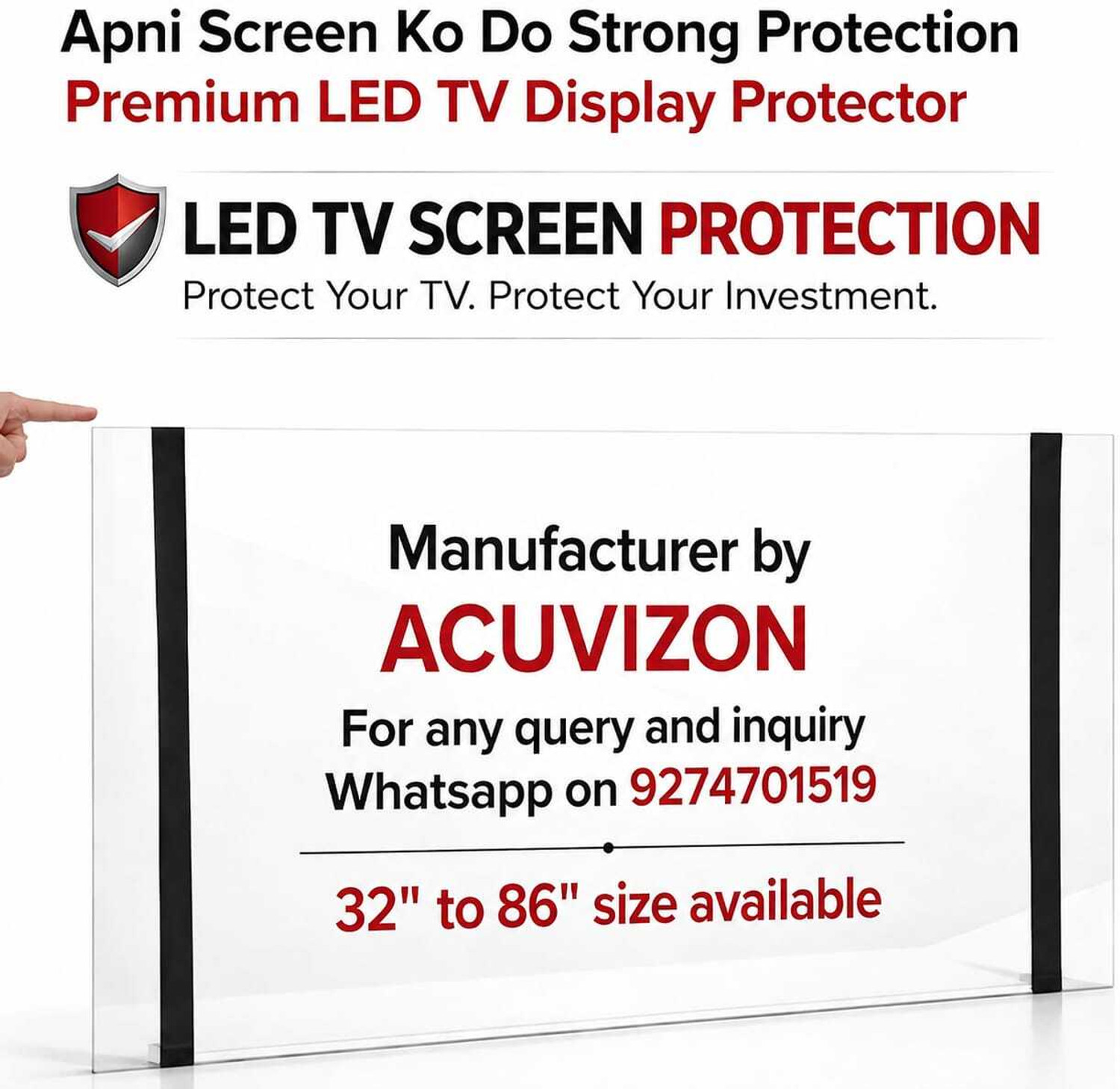 Image of ACUVIZON Screen Guard for LED TV 32'' (Pack of 1)