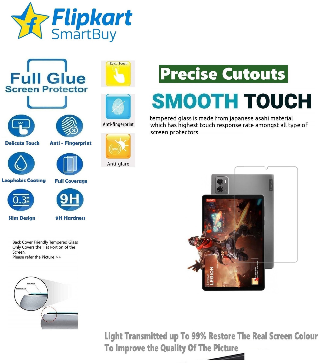 Image of Flipkart SmartBuy Tempered Glass Guard for Lenovo Legion 8.8 inch (Pack of 1)
