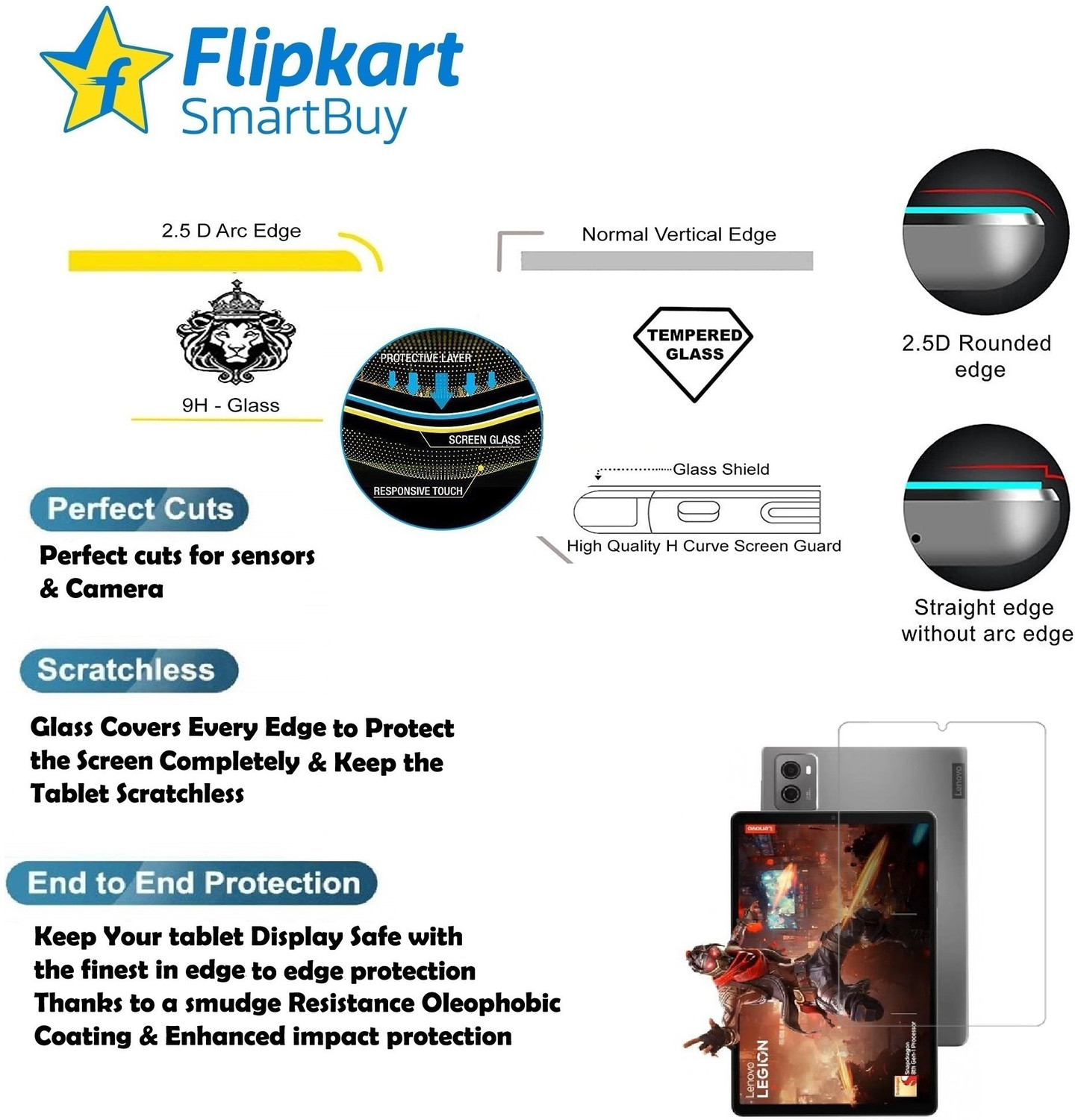 Image of Flipkart SmartBuy Tempered Glass Guard for Lenovo Legion 8.8 inch (Pack of 1)