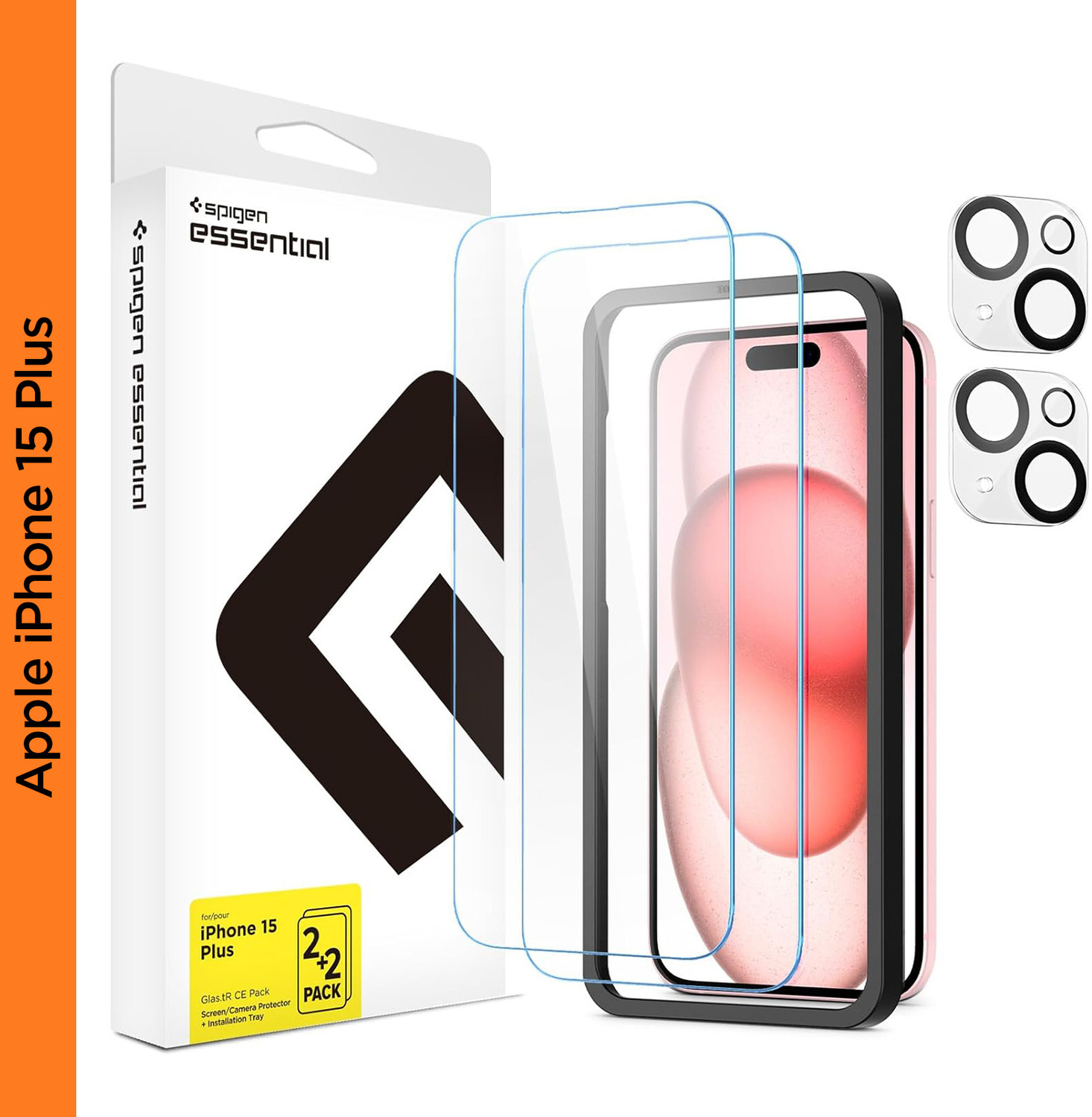 Spigen Screen Guard with Applicator Kit for iPhone 15 Plus [Glass 2 Pack + Camera Lens Protector 2P + Alignment Tool] - Spigen : Flipkart.com