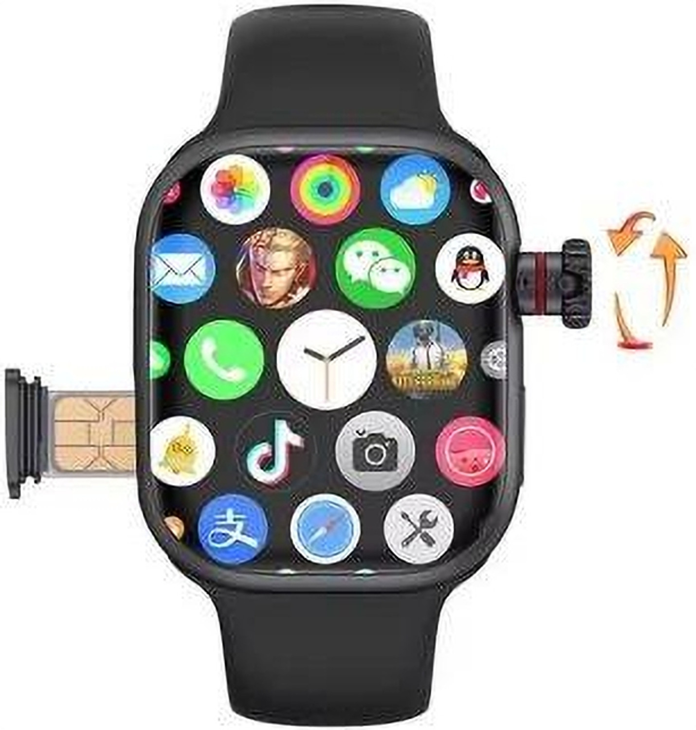 Image of Seashot DZ9 Black Smart Watch Wrist Watch Phone with Camera & SIM Card Support Smartwatch (Multicolour Strap, Free)
