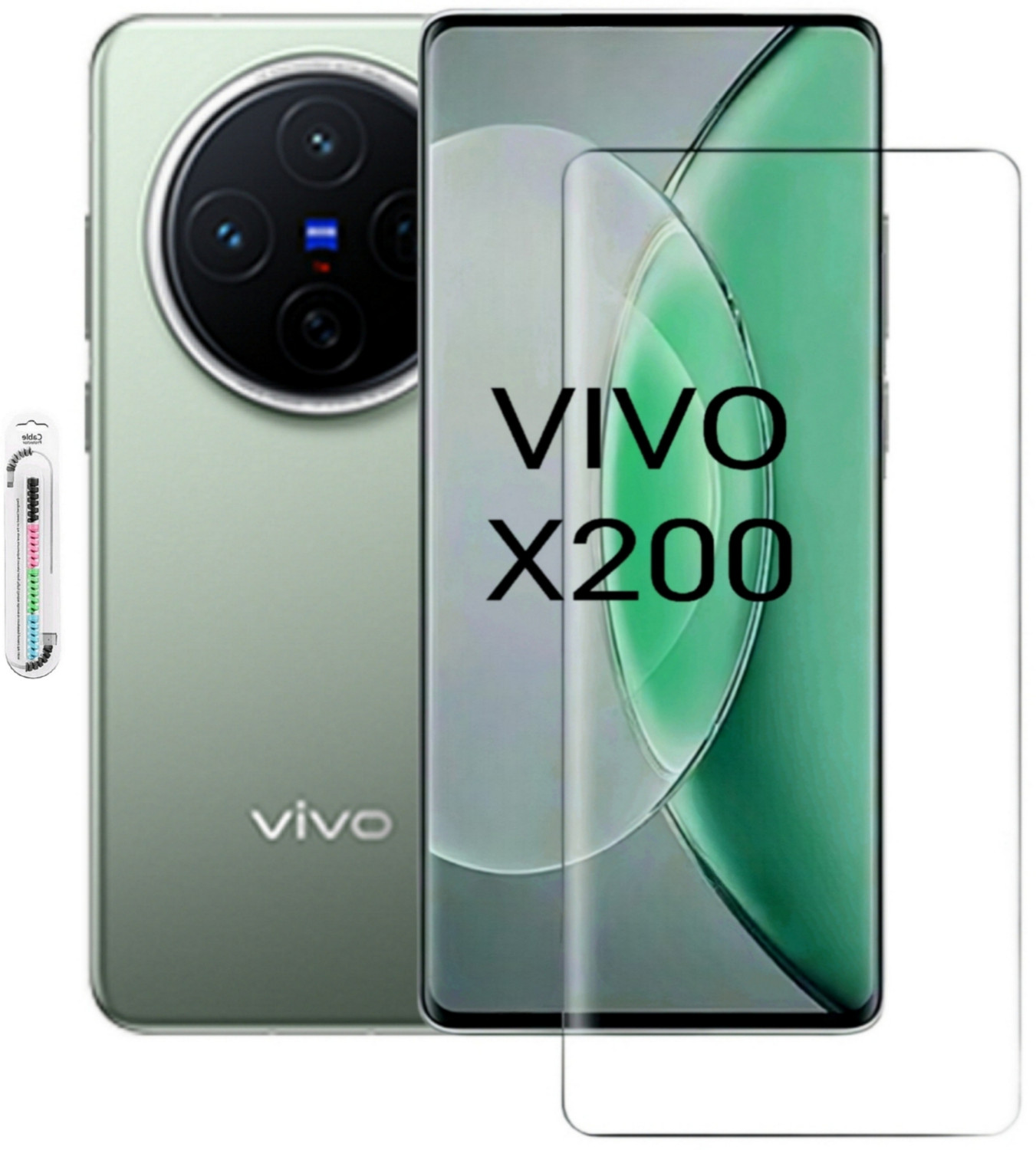 Image of tombik Front and Back Tempered Glass for 48po-vivo X200-fb (Pack of 2)