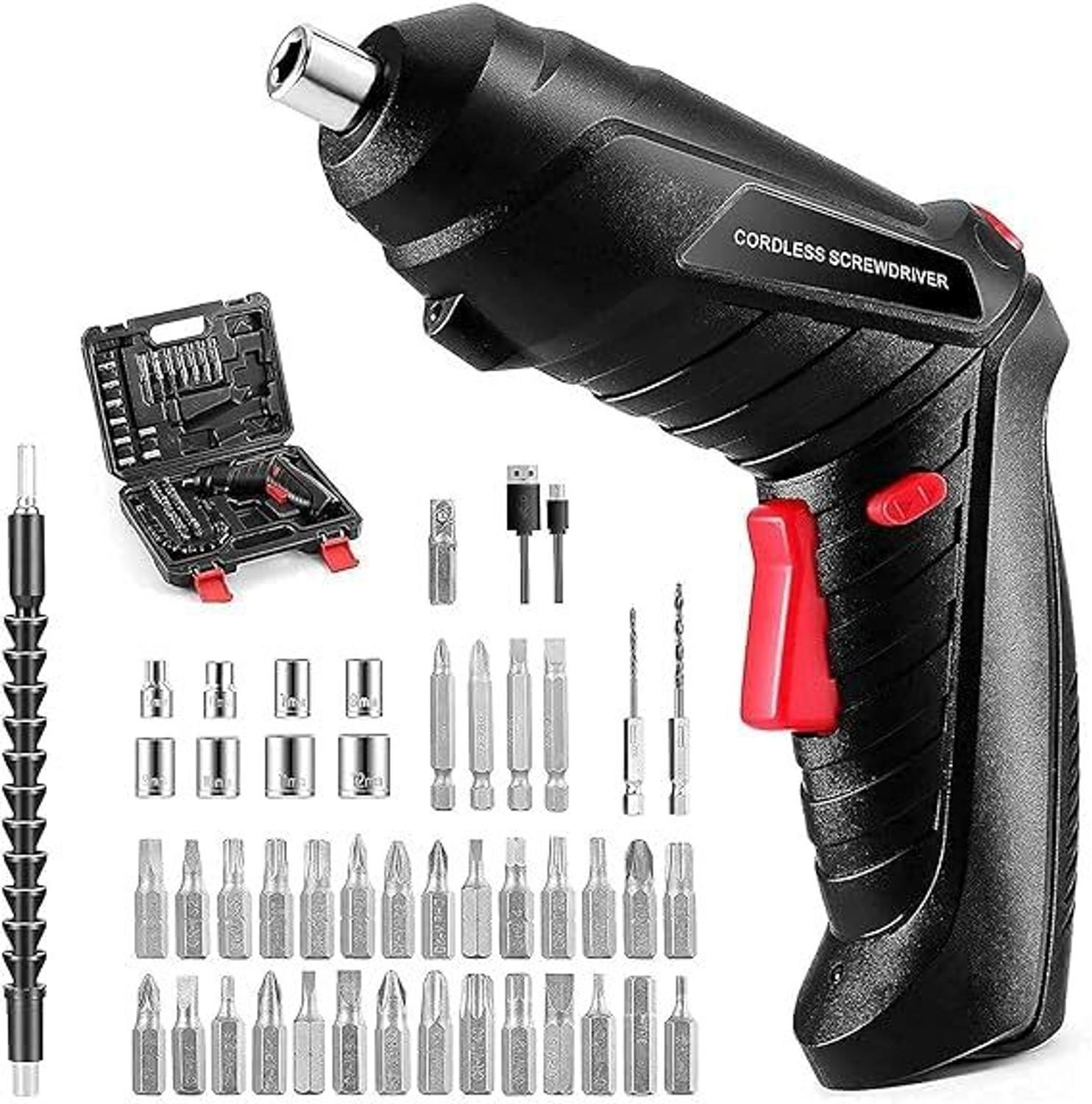 Image of RVEnterprise 47 in 1 Electric Screwdriver USB rechargeable mini Cordless Drill Screwdriver Precision Screwdriver Set (Pack of 1)