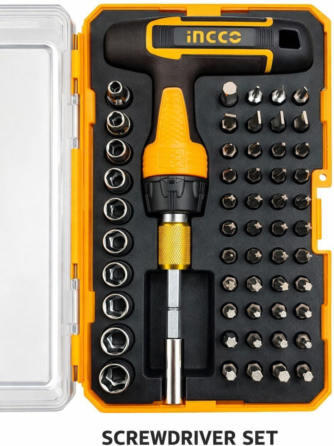 Image of INGCO 47PCS /SET T-Handle Wrench Screwdriver Set HKSDB0478 Ratchet Screwdriver Set (Pack of 47)