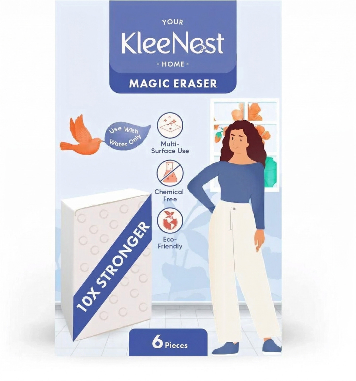 Image of Kleenest Magic Eraser 6 Pcs Scrub Sponge, Scrub Pad, Sponge Wipe (Medium, Pack of 6)