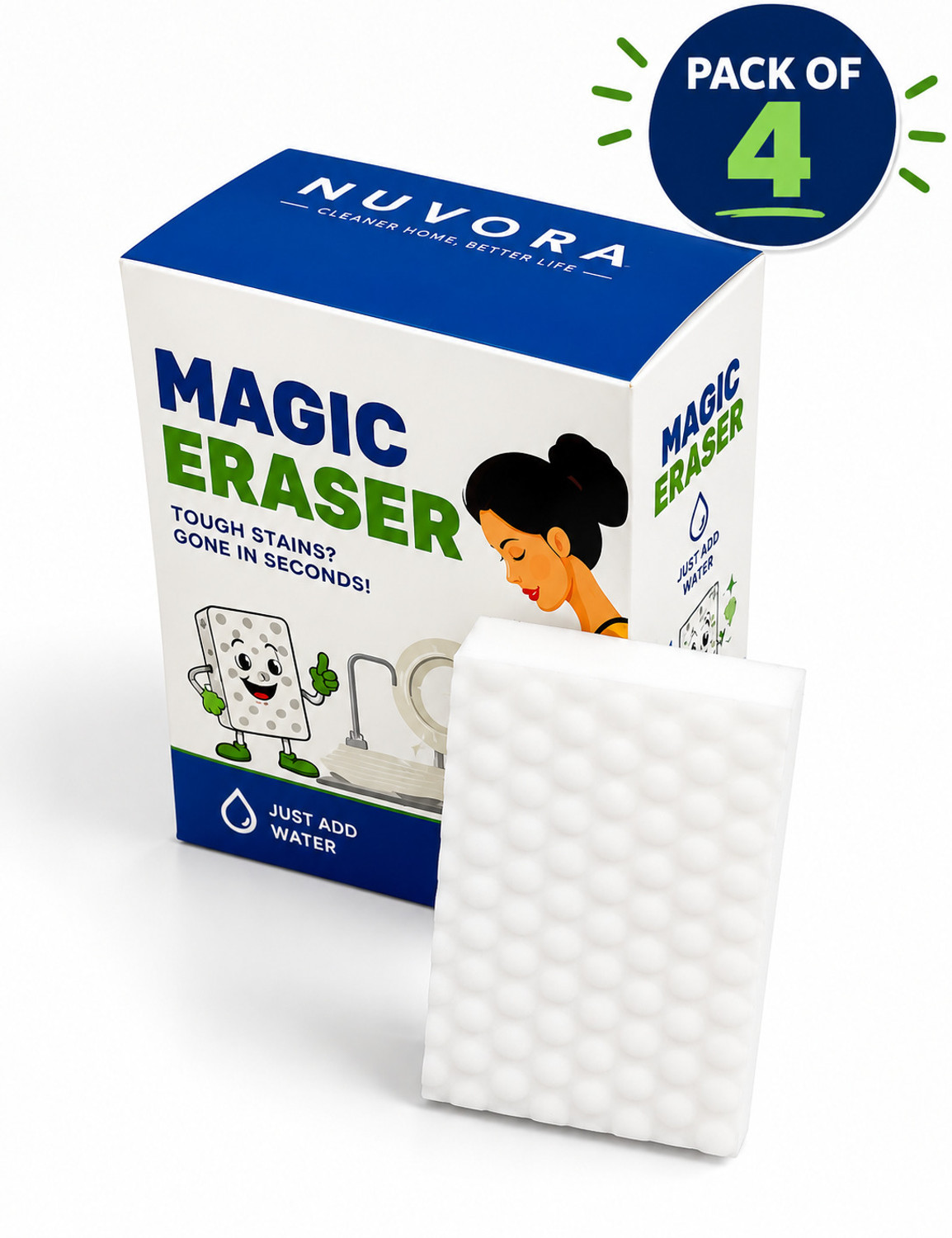 Image of Kleenest Magic Eraser 6 Pcs Scrub Sponge, Scrub Pad, Sponge Wipe (Medium, Pack of 6)