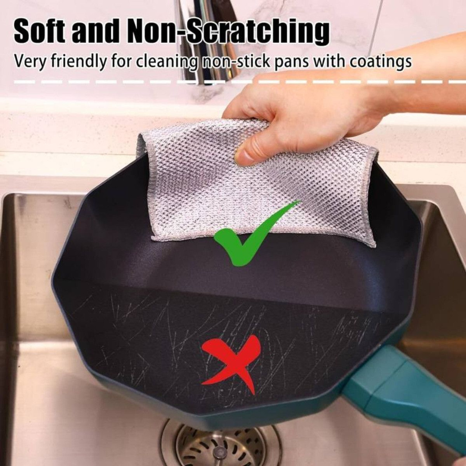 Image of Kapture Non-Scratch Wire Dishcloth Multipurpose Wire Dishwashing Rags for Wet and Dry Stainless Steel Scrub (Large, Pack of 5)