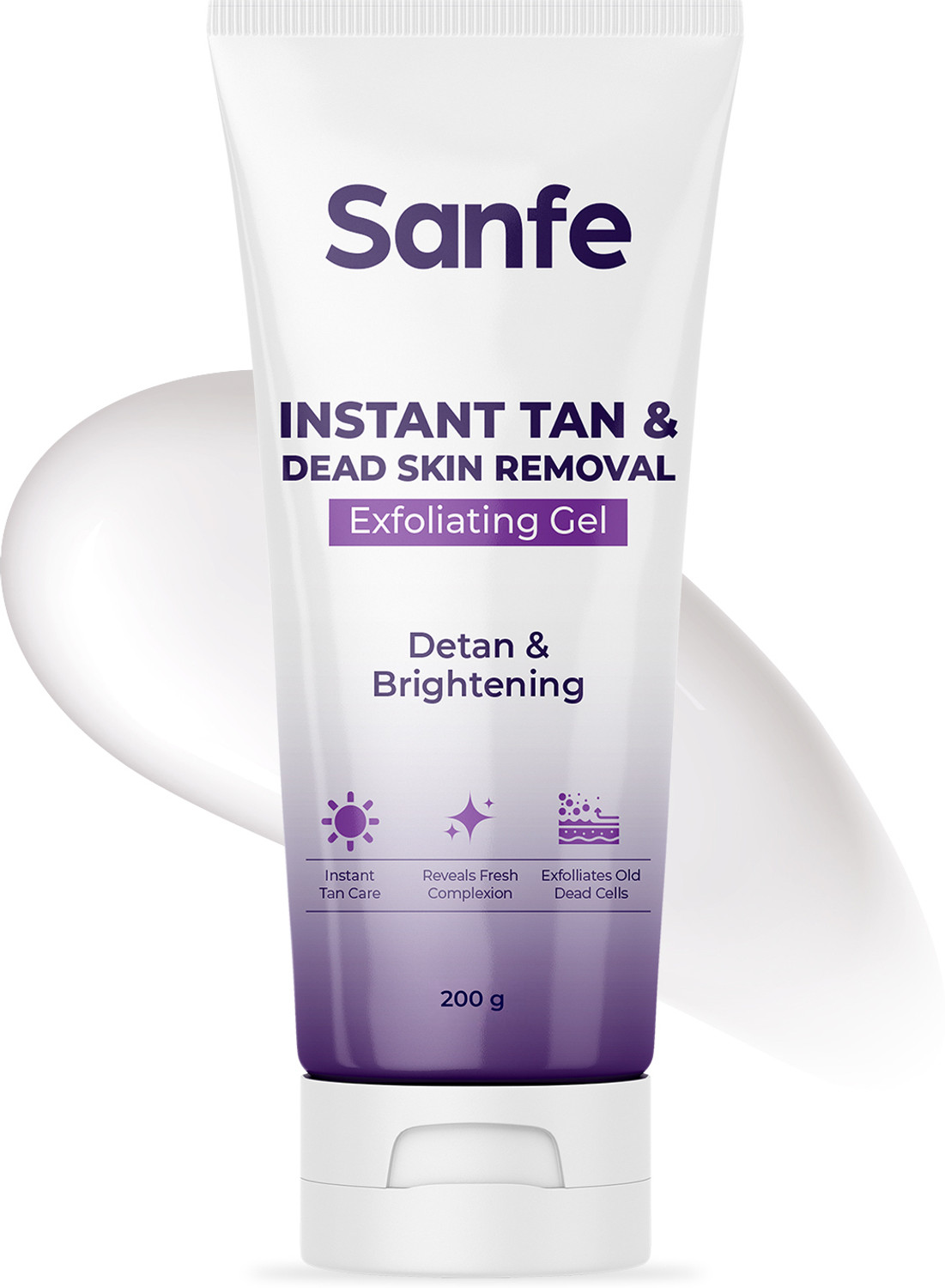 Sanfe Instant Tan & Dead Skin Removal Exfoliating Gel | Visibly Removes Tan Scrub (200 g) - Image 1