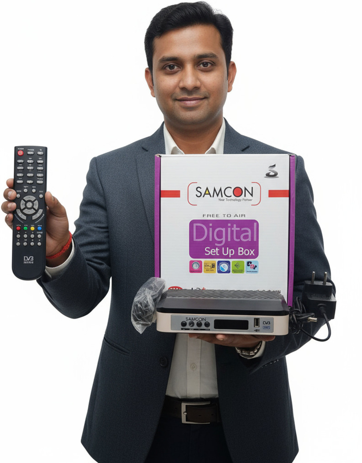 Image of Samcon MPEG-4 HD Set Top Box | 150+ Free TV Channels | DD Free Dish Media Streaming Device (Black Punch)