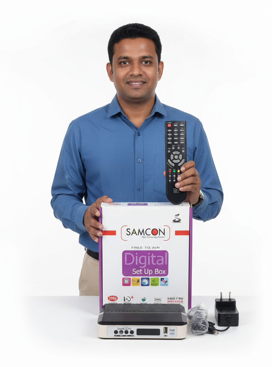 Image of Samcon MPEG-4 HD Set Top Box | 150+ Free TV Channels | DD Free Dish Media Streaming Device (Black Punch)