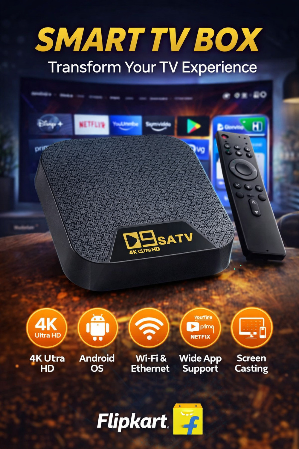 Image of MVC ENTERPRISE 4K set top 4 Media Streaming Device (Black)
