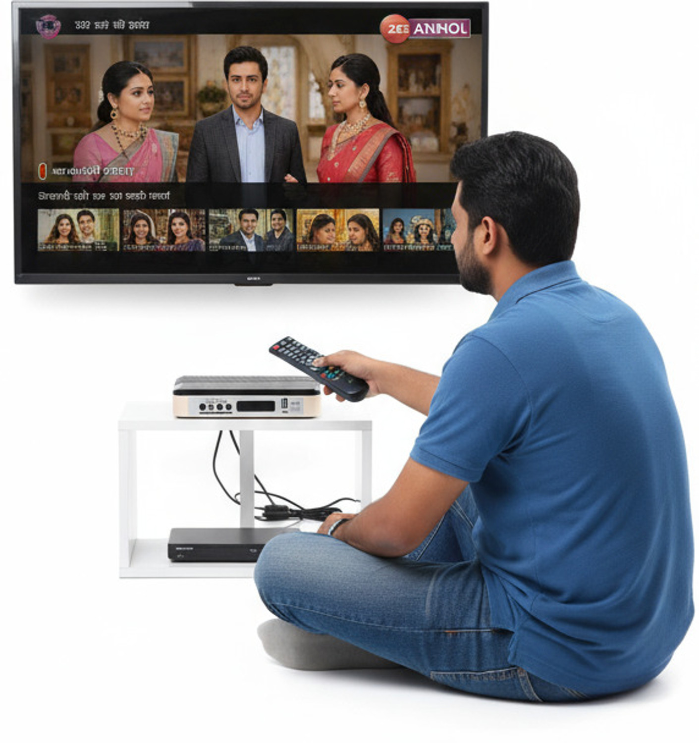 Image of Samcon MPEG-4 HD Set Top Box | 150+ Free TV Channels | DD Free Dish Media Streaming Device (Black Punch)