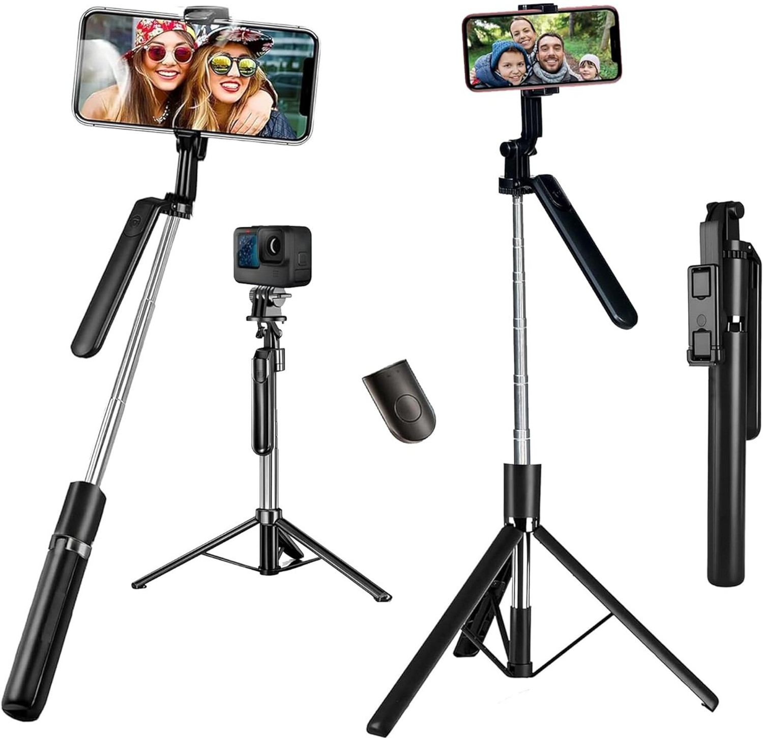 Image of DAKSHWAY Gimbal Stabilizer for Smartphone Mobile Stabilizer Selfie Stick Tripod with Wireless Remote 360 Automatic Rotation Bluetooth Selfie Stick (Black, Remote Included)