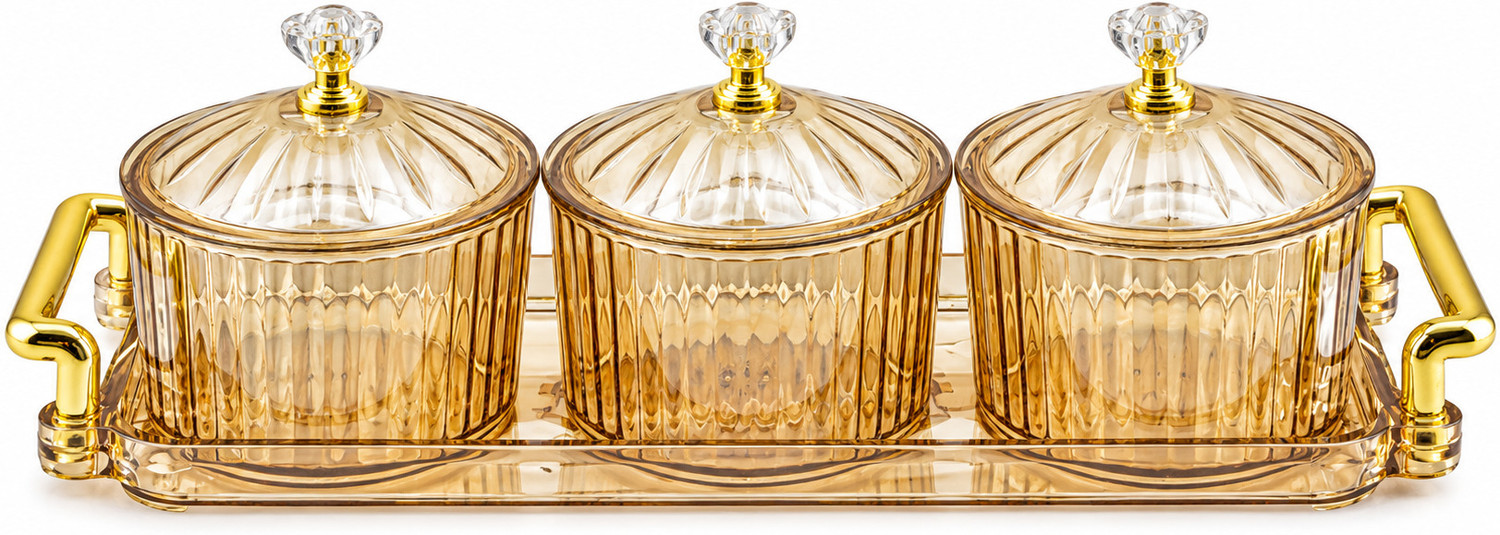 Swayam Jyoti Enterprise 3 Pcs Glass Snack Dish Set 3 Pieces - Image 1