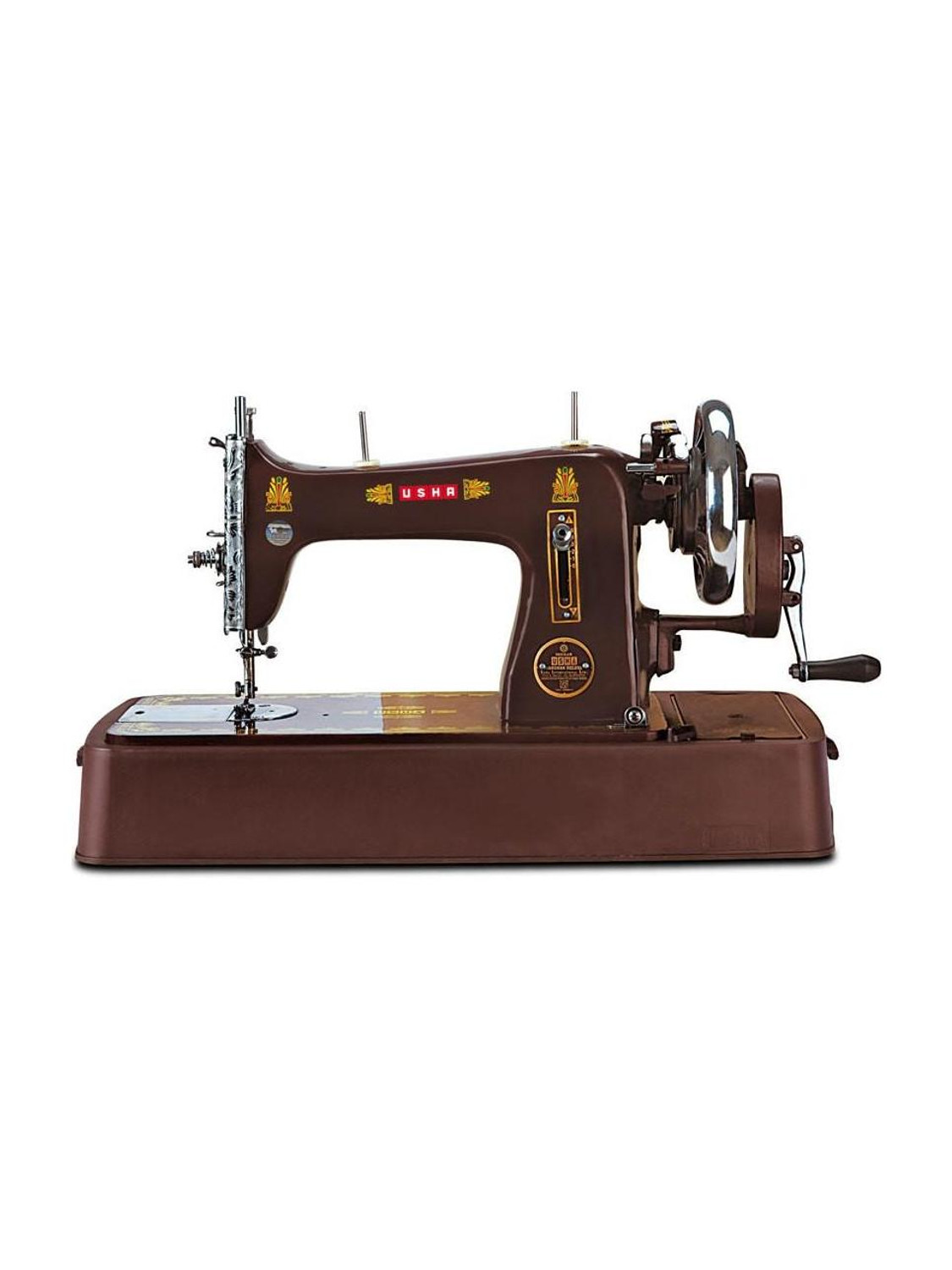 USHA Bandhan Dlx Composite with out cover Manual Sewing Machine 1 built-in stitches 850 SPM 1 Year Warranty Brown