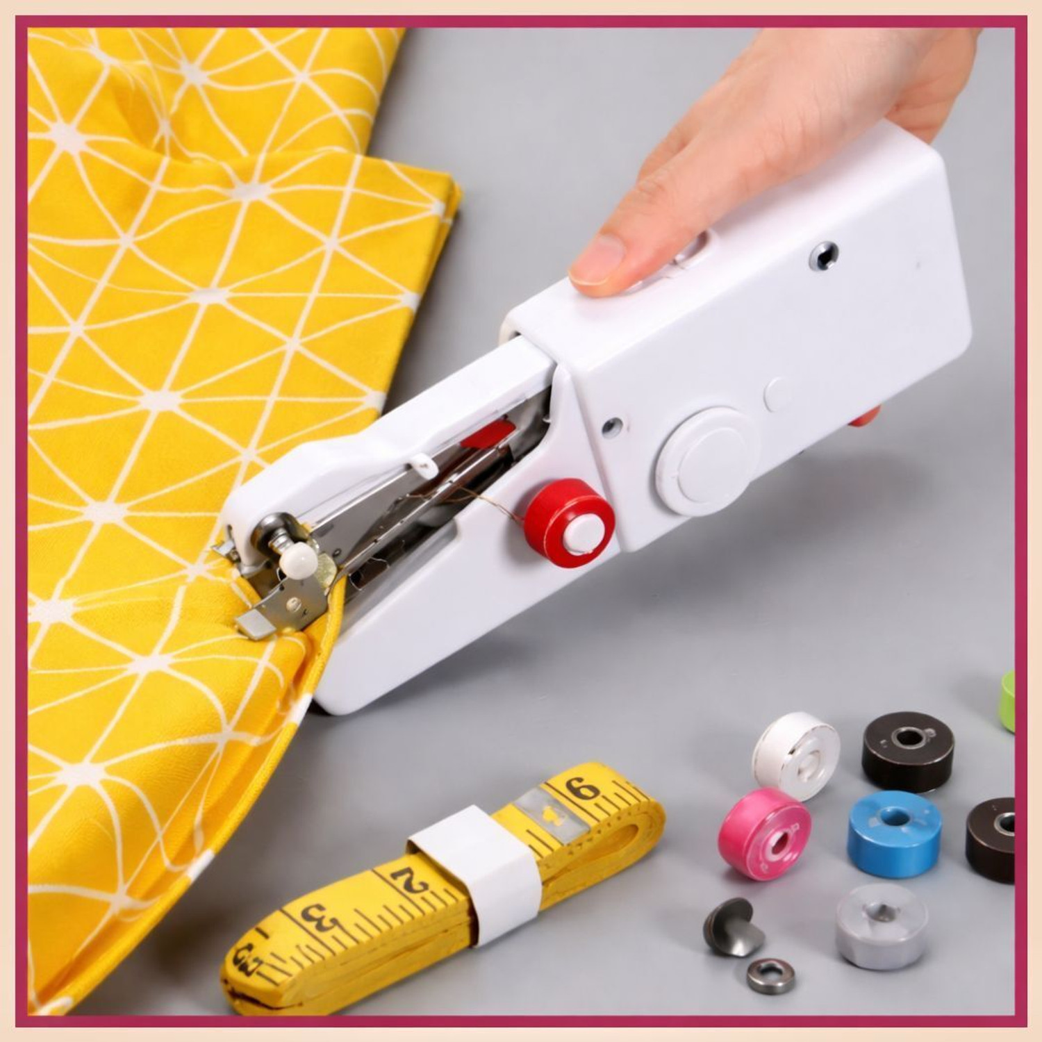 Image of TREATTOES (NG27) Handy Stitch Mini Hand Sewing Machine | Emergency Stitching Quick Repairs Electric Sewing Machine 1 built-in stitches 100 SPM White