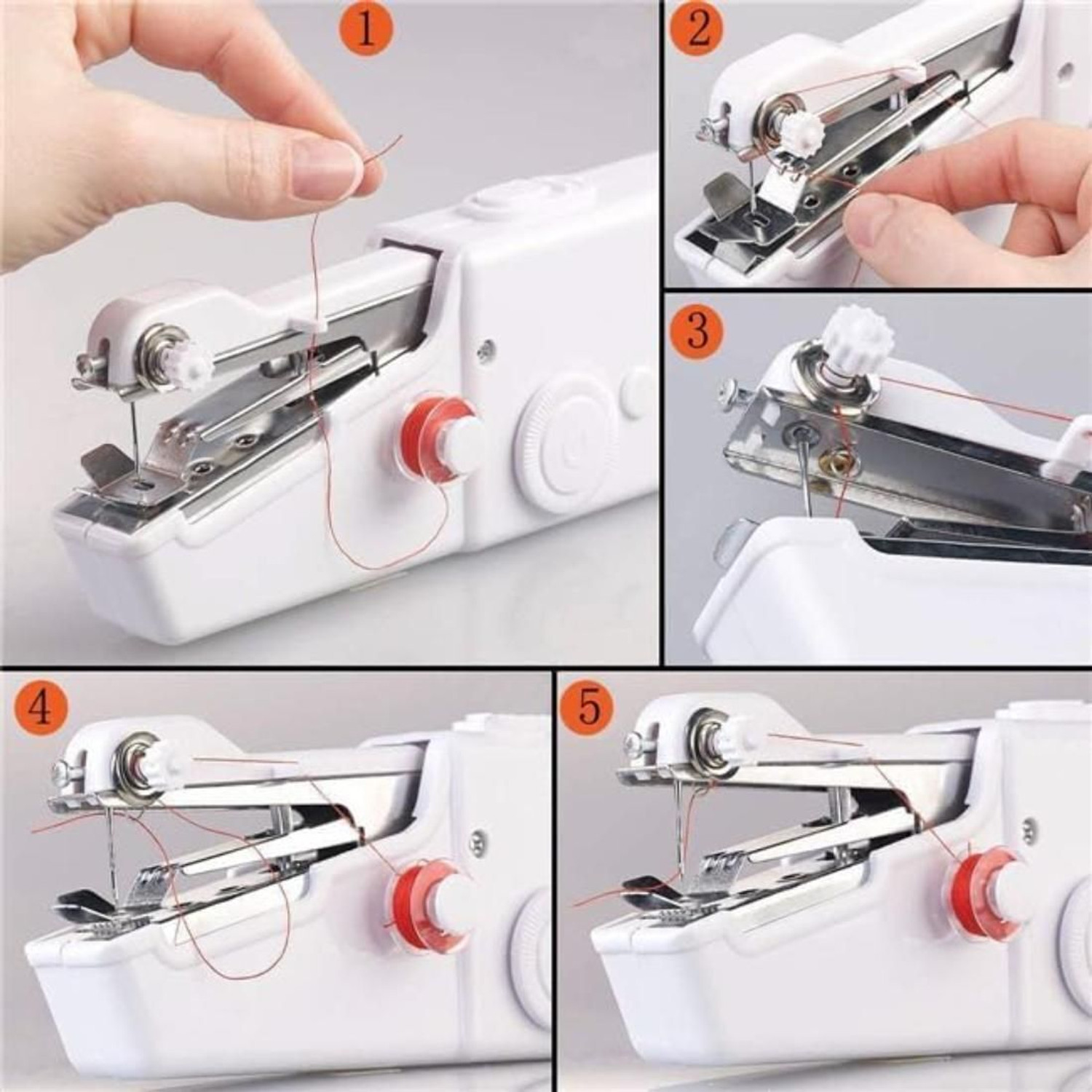 Image of TREATTOES (NG27) Handy Stitch Mini Hand Sewing Machine | Emergency Stitching Quick Repairs Electric Sewing Machine 1 built-in stitches 100 SPM White