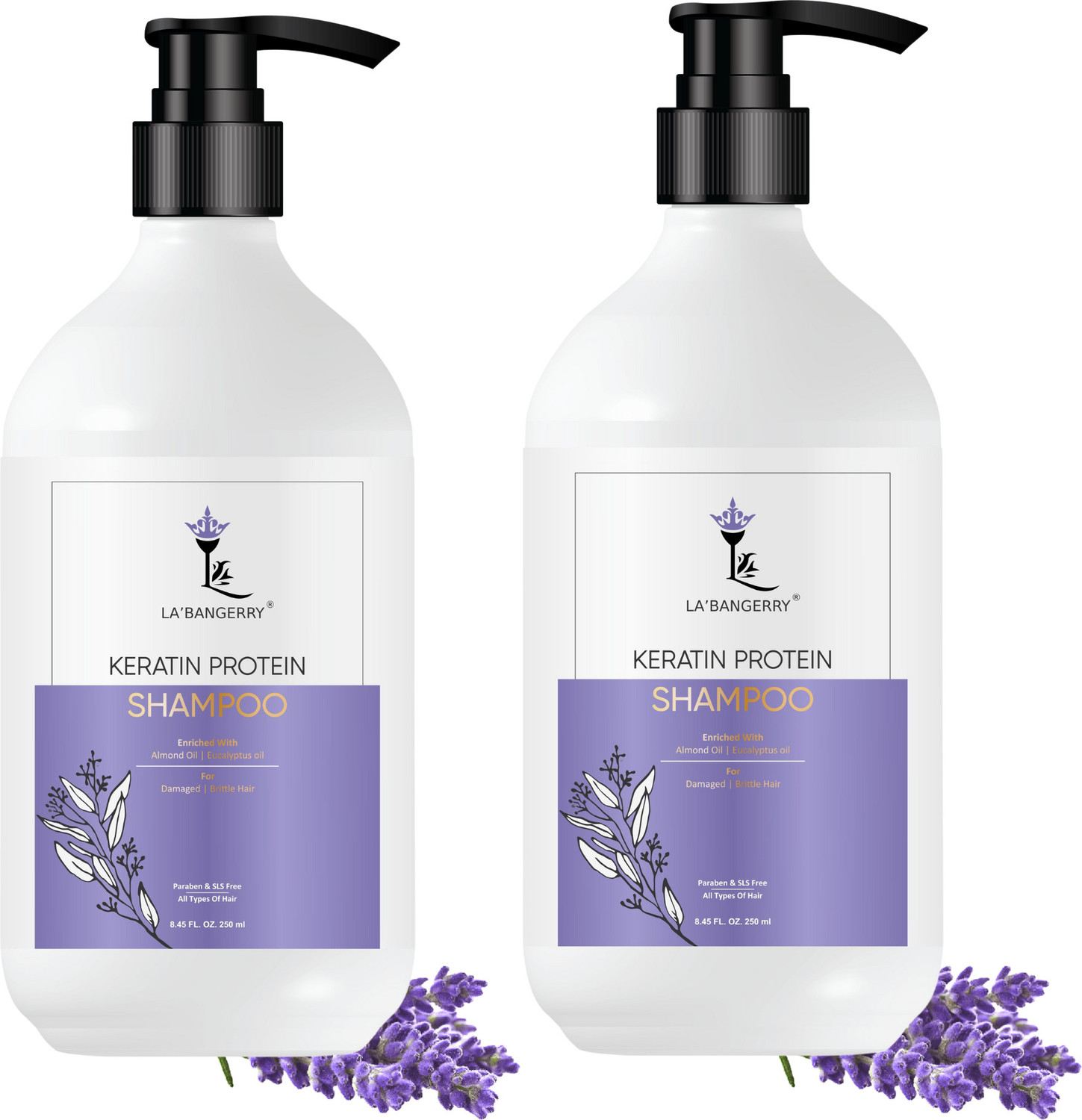 Image of LA'BANGERRY Keratin Shampoo Combo Pack For Frizz Control, Damaged Hair, Hair Volumizing (500 ml)