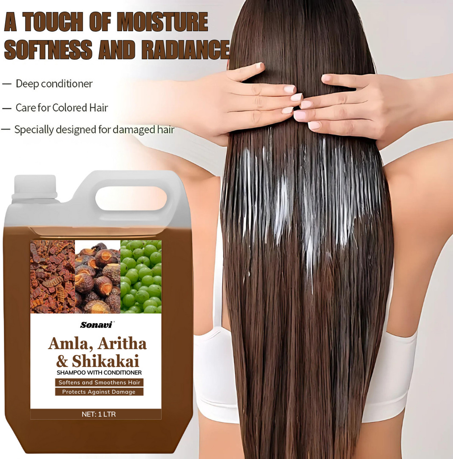 Image of Sonavi Shikakai Shampoo,Hair Fall Control Dandruff Control Shield With Goodness (1 L)