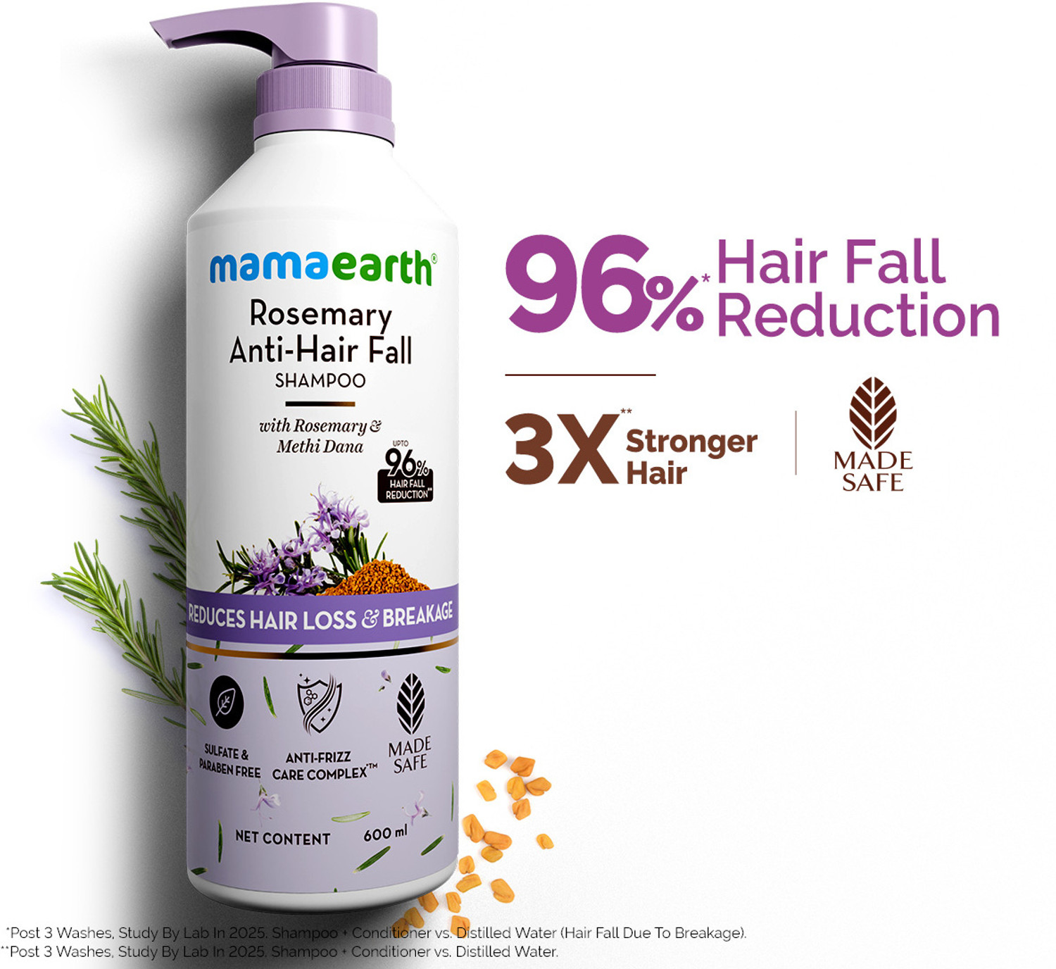 Mamaearth Anti-Hair Fall Shampoo with Rosemary & Methi Dana - Image 1