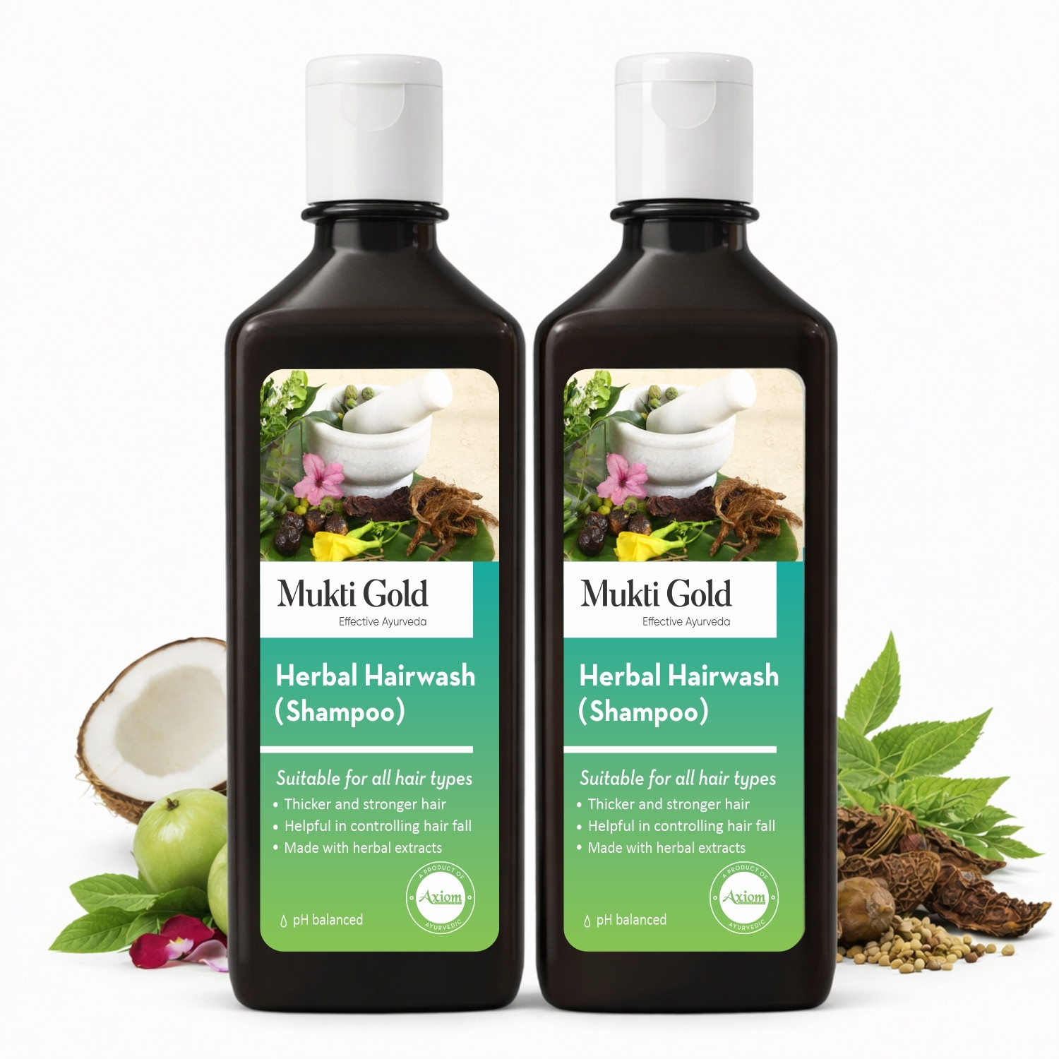 AXIOM Mukti Gold Herbal Shampoo 14+ Ayurvedic Ingredients - Image 6