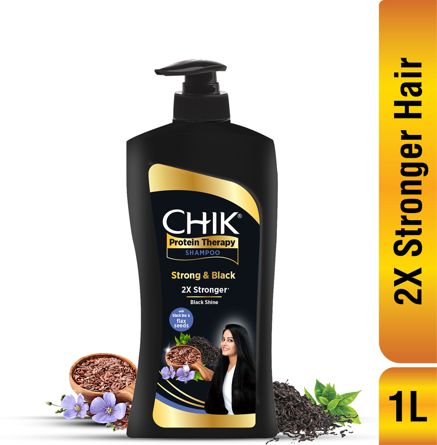 Chik प्रोटीन सॉल्यूशन थिक और ग्लॉसी शैम्पू, बादाम प्रोटीन के साथ, - Image 1