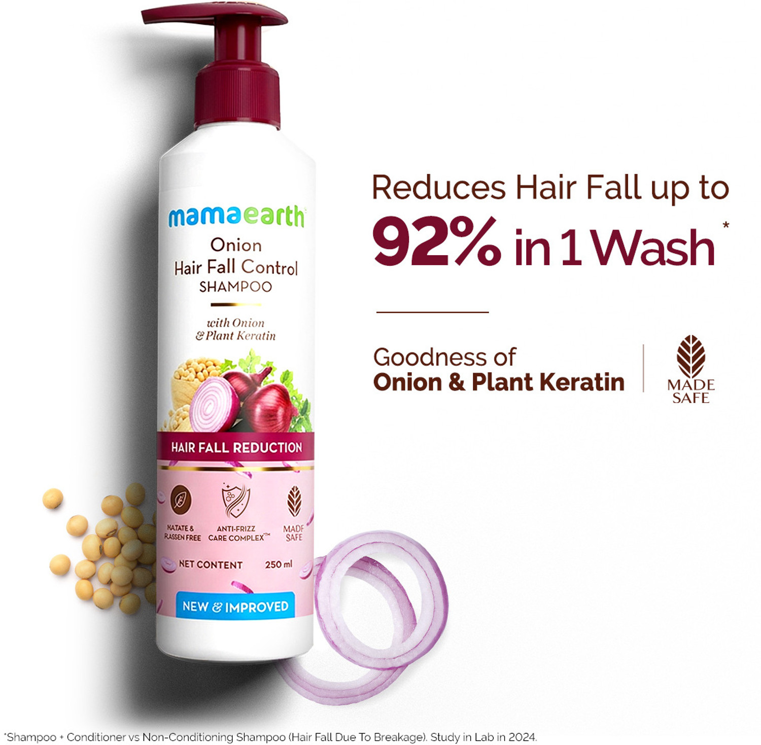Mamaearth Onion Hair Fall Shampoo for Hair Growth & Hair Fall Control with added Keratin (250 ml) - Image 1