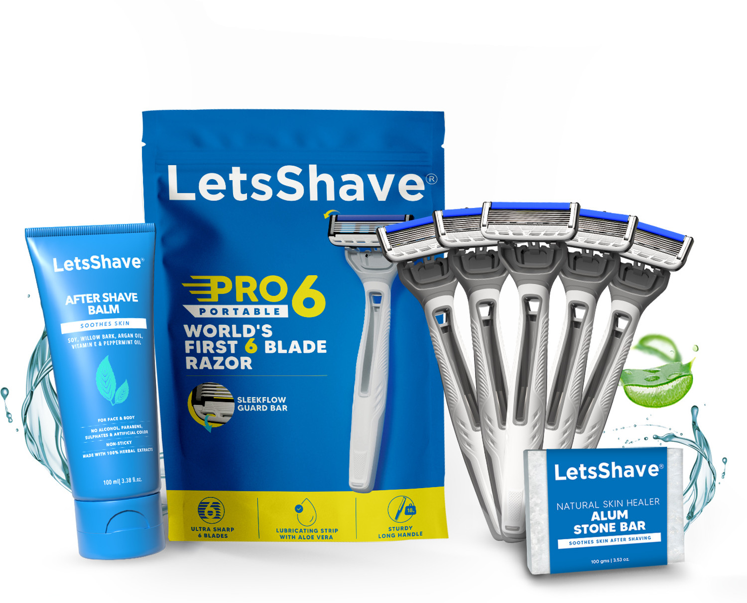 Image of BOMBAY SHAVING COMPANY Sensi Go 5 Premium 5-Blade Disposable Men's Razor - Free Post Shave Balm, Men (Pack of 2)