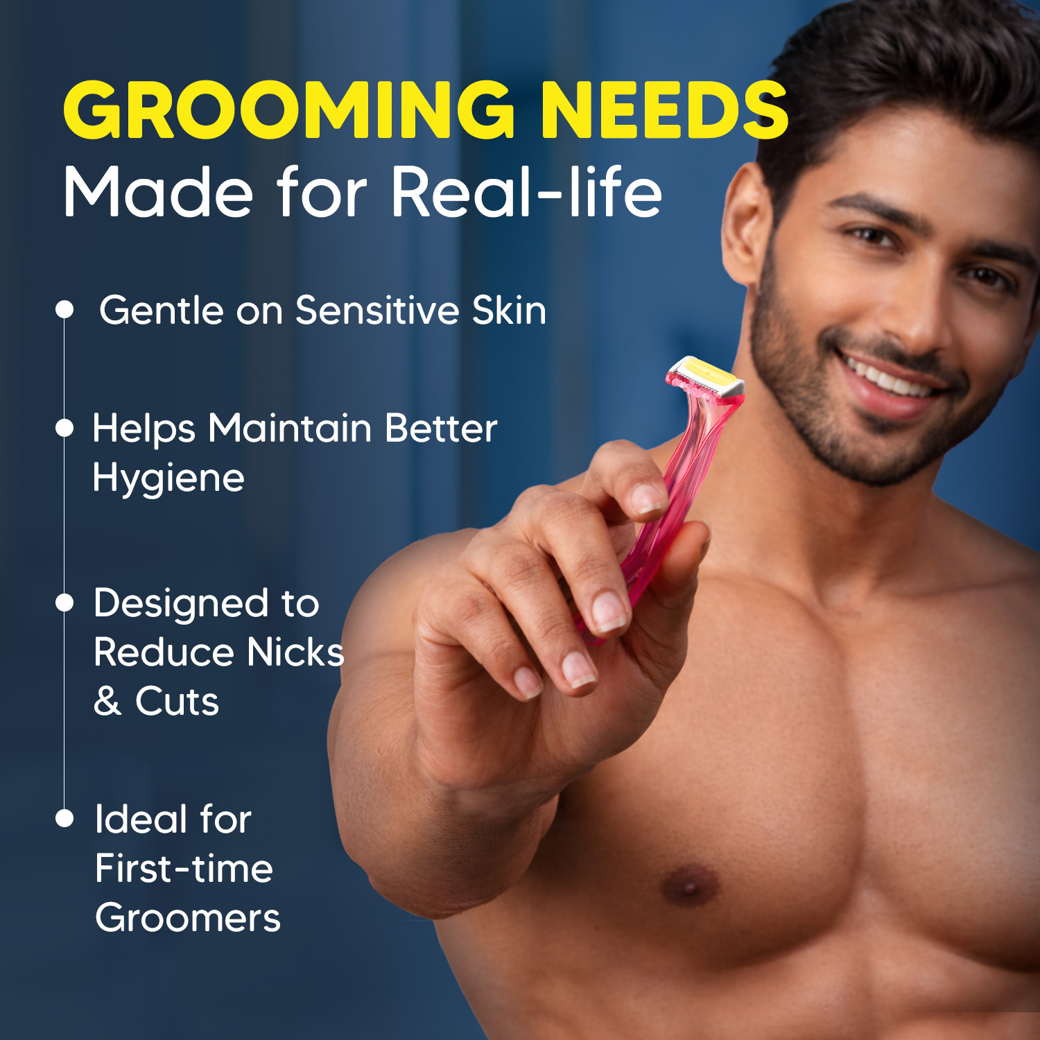 Image of LetsShave Intimate Razor for Men, Use & Throw Waterproof Pubic Hair & Groin Grooming, Men (Pack of 3)