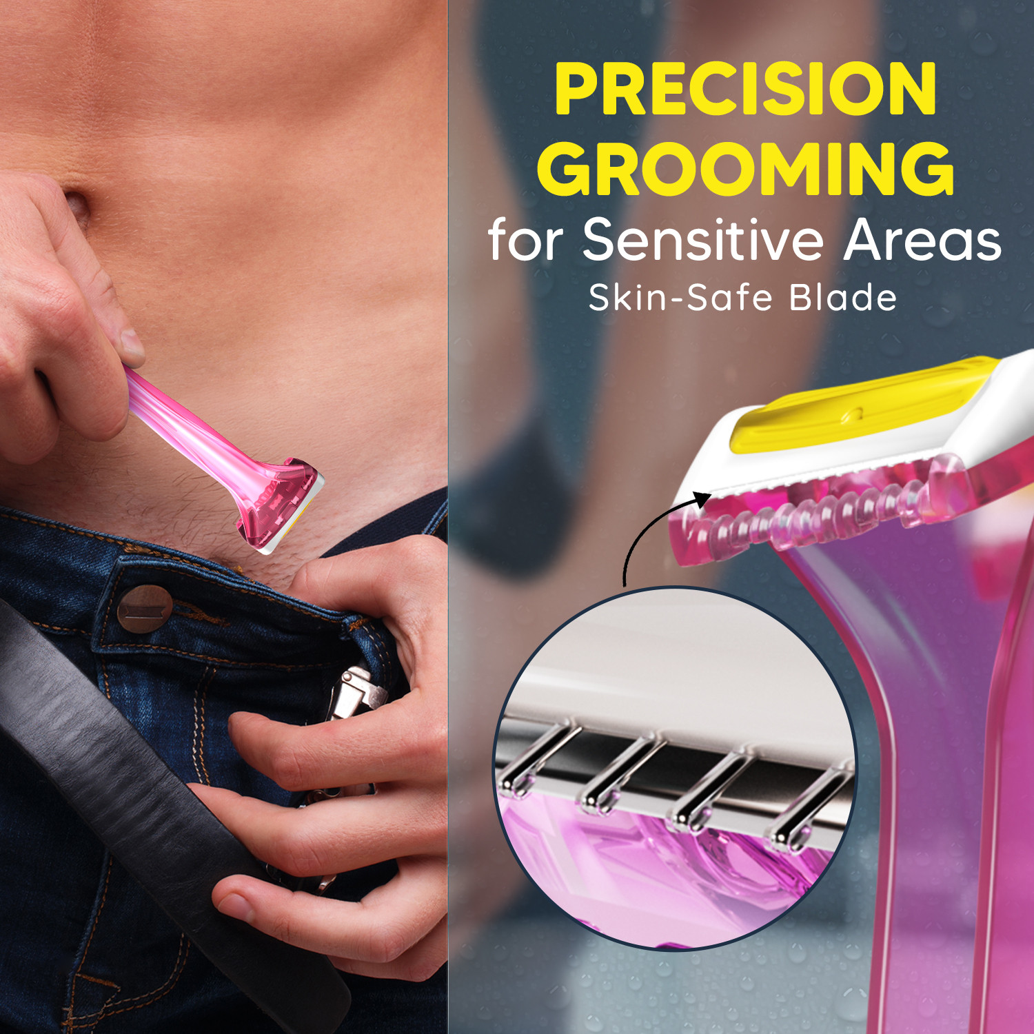 Image of LetsShave Intimate Razor for Men, Use & Throw Waterproof Pubic Hair & Groin Grooming, Men (Pack of 3)