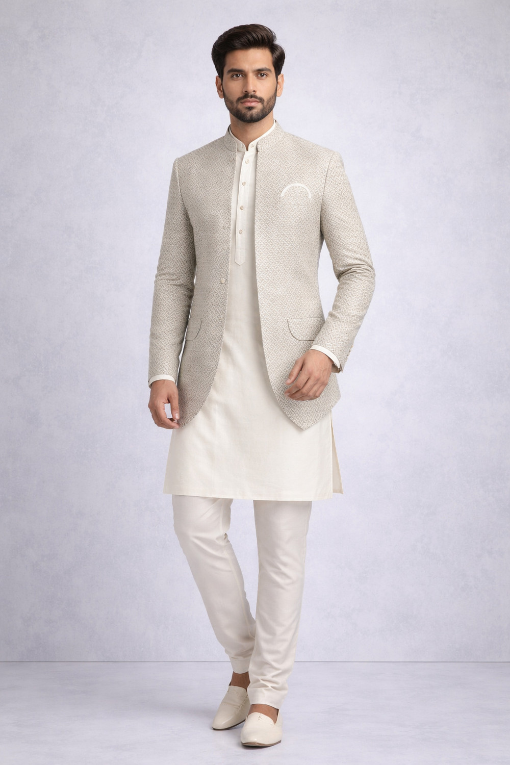 Image of Diamond Style Solid Sherwani