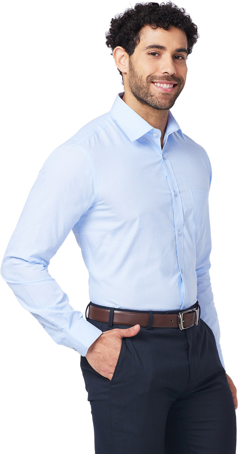 Image of Raymond Men Slim Fit Self Design Formal Shirt