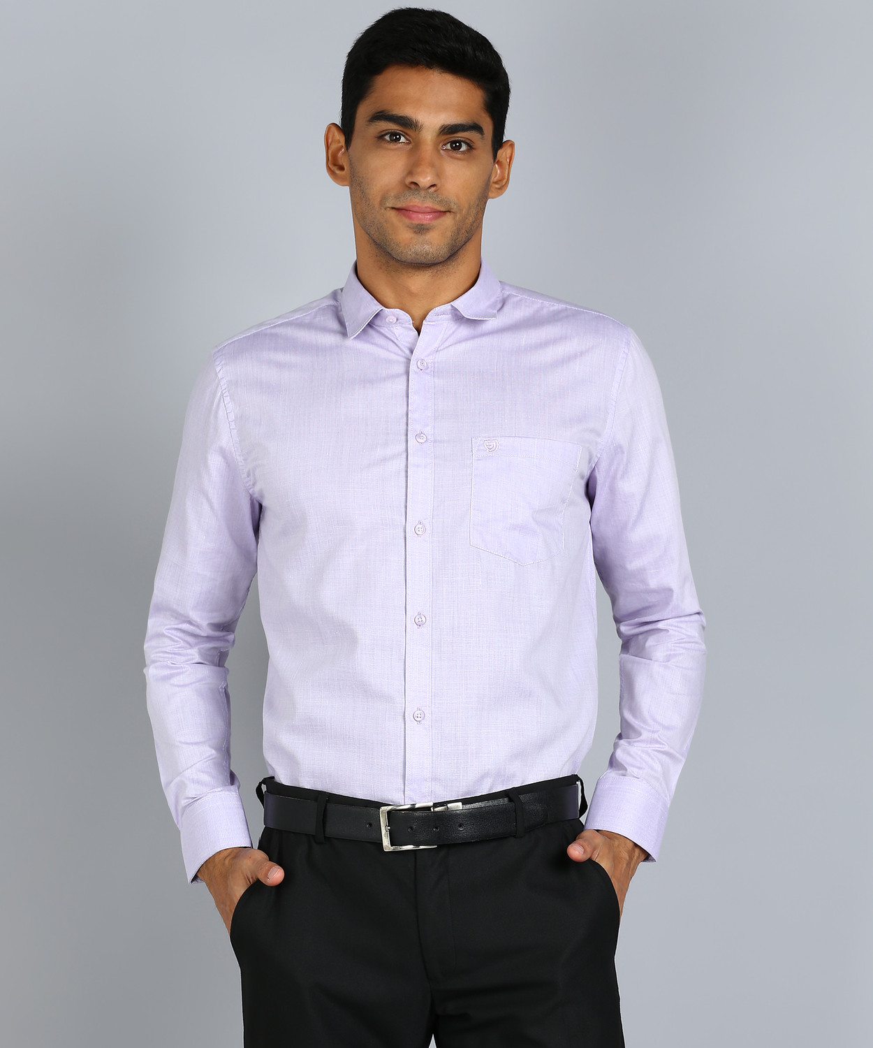 Image of SAM & JACK Men Regular Fit Self Design Spread Collar Formal Shirt