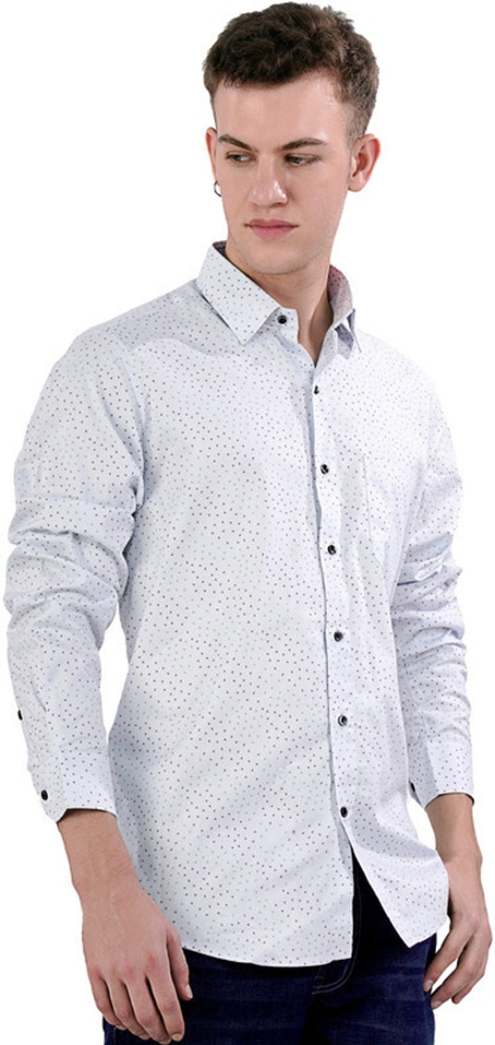 Image of french crown Men Regular Fit Printed Spread Collar Casual Shirt
