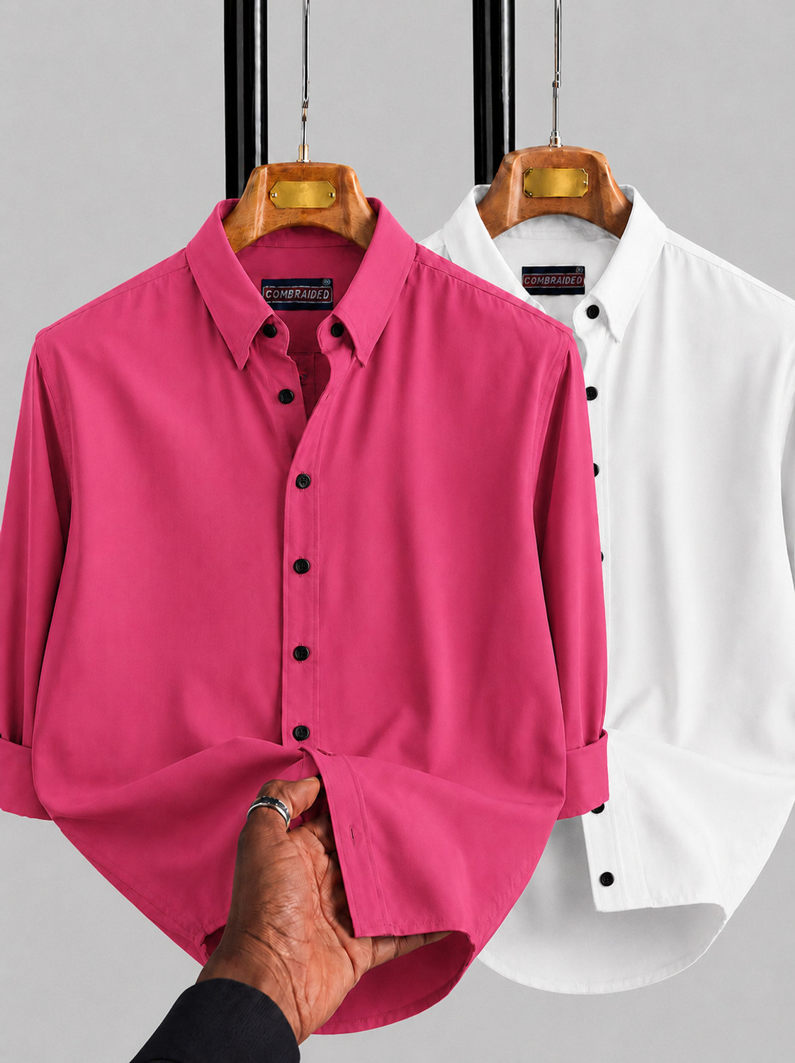 Image of Colix Men Regular Fit Solid Spread Collar Casual Shirt (Pack of 3)