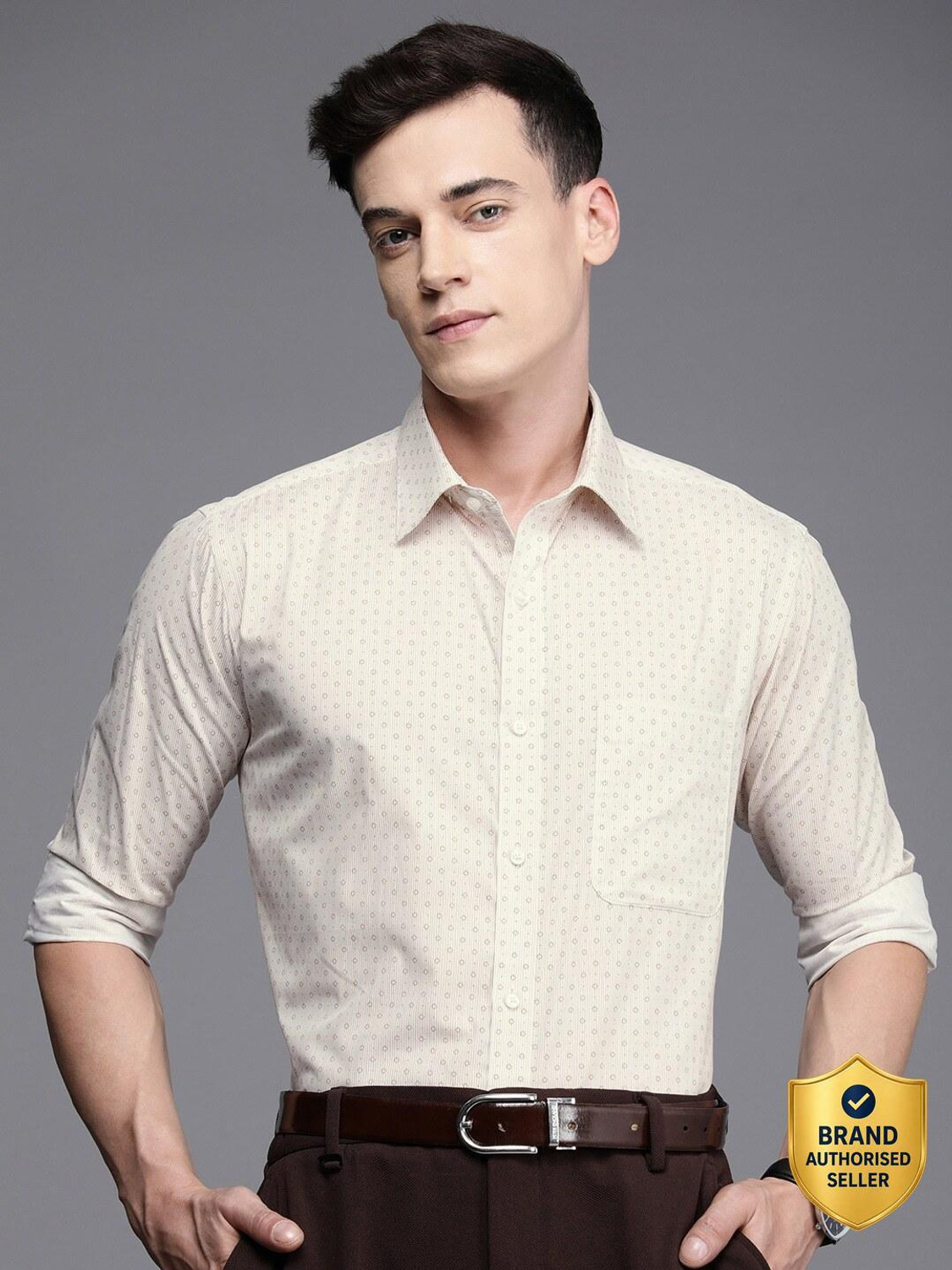 Image of Raymond Men Slim Fit Printed Formal Shirt
