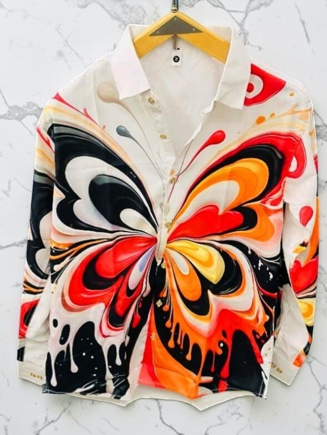 Image of trouwaille Men Regular Fit Printed Button Down Collar Casual Shirt