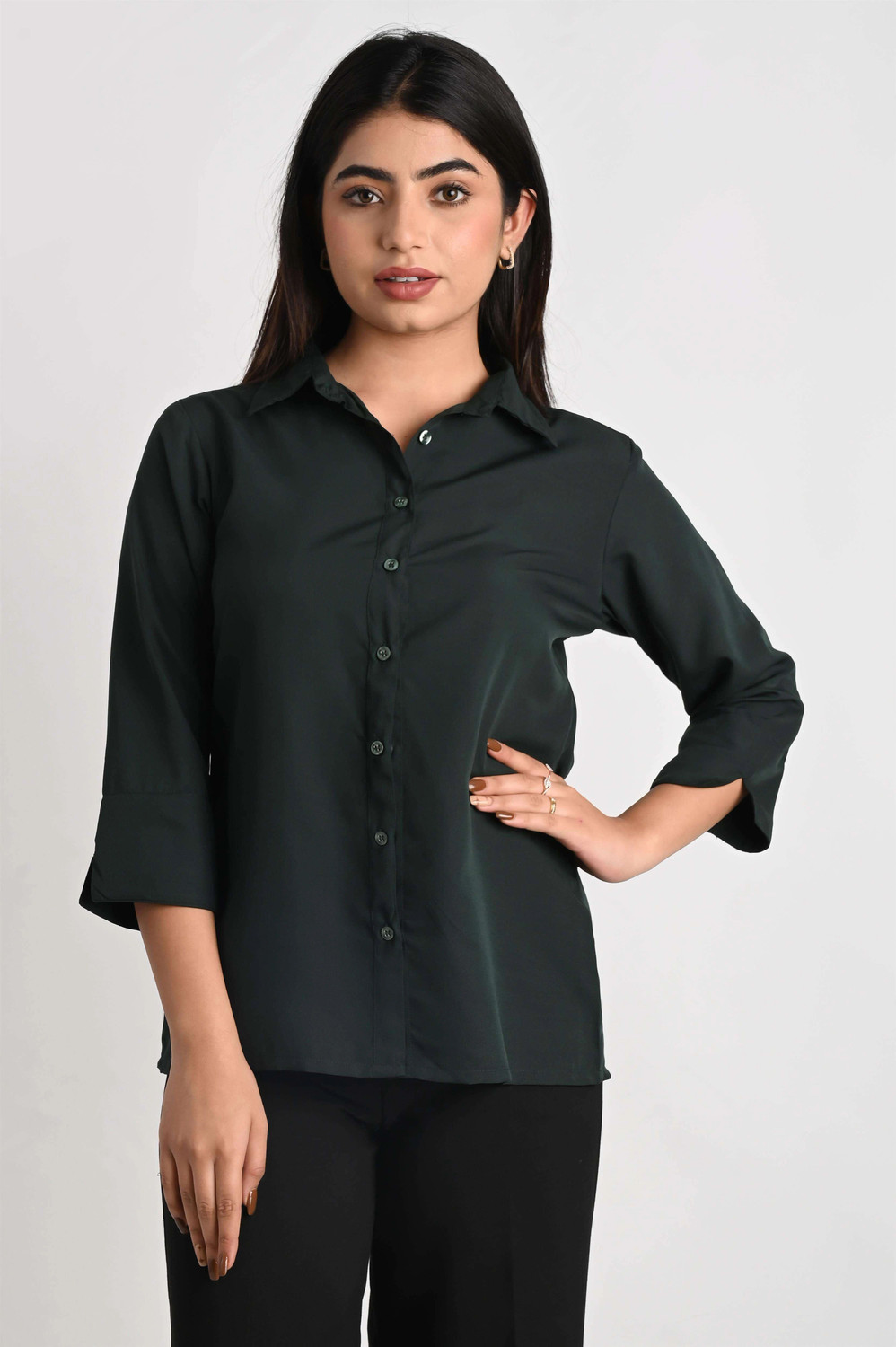Image of GM SARA Women Regular Fit Solid Button Down Collar Formal Shirt (Pack of 2)