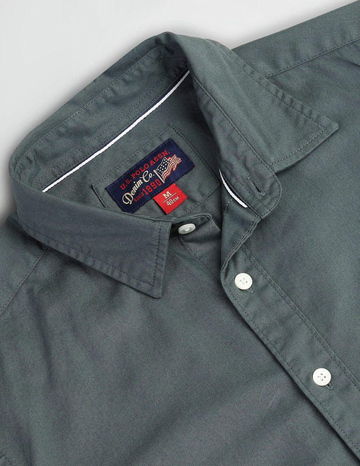 Image of U.S. POLO ASSN. Men Slim Fit Solid Cut Away Collar Casual Shirt
