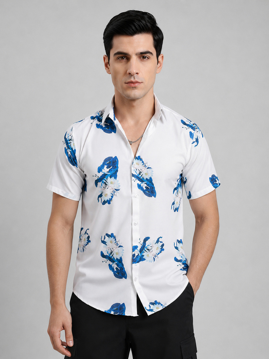 Image of Shefansh Men Regular Fit Solid Spread Collar Casual Shirt