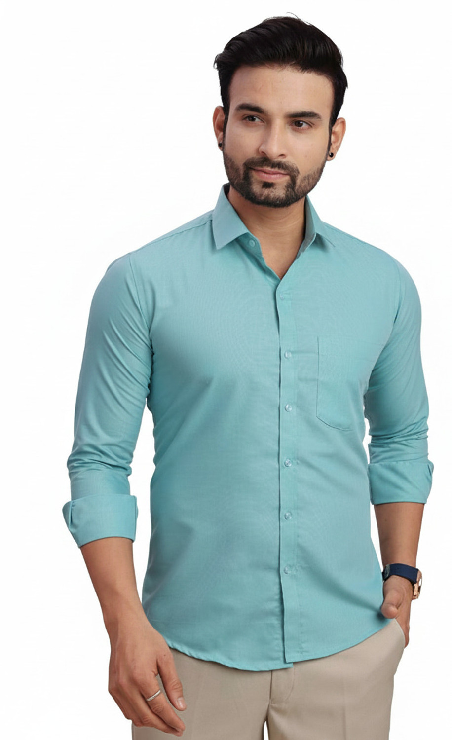 Colours 'n' Collars Men Regular Fit Solid Spread Collar Formal Shirt - Image 1