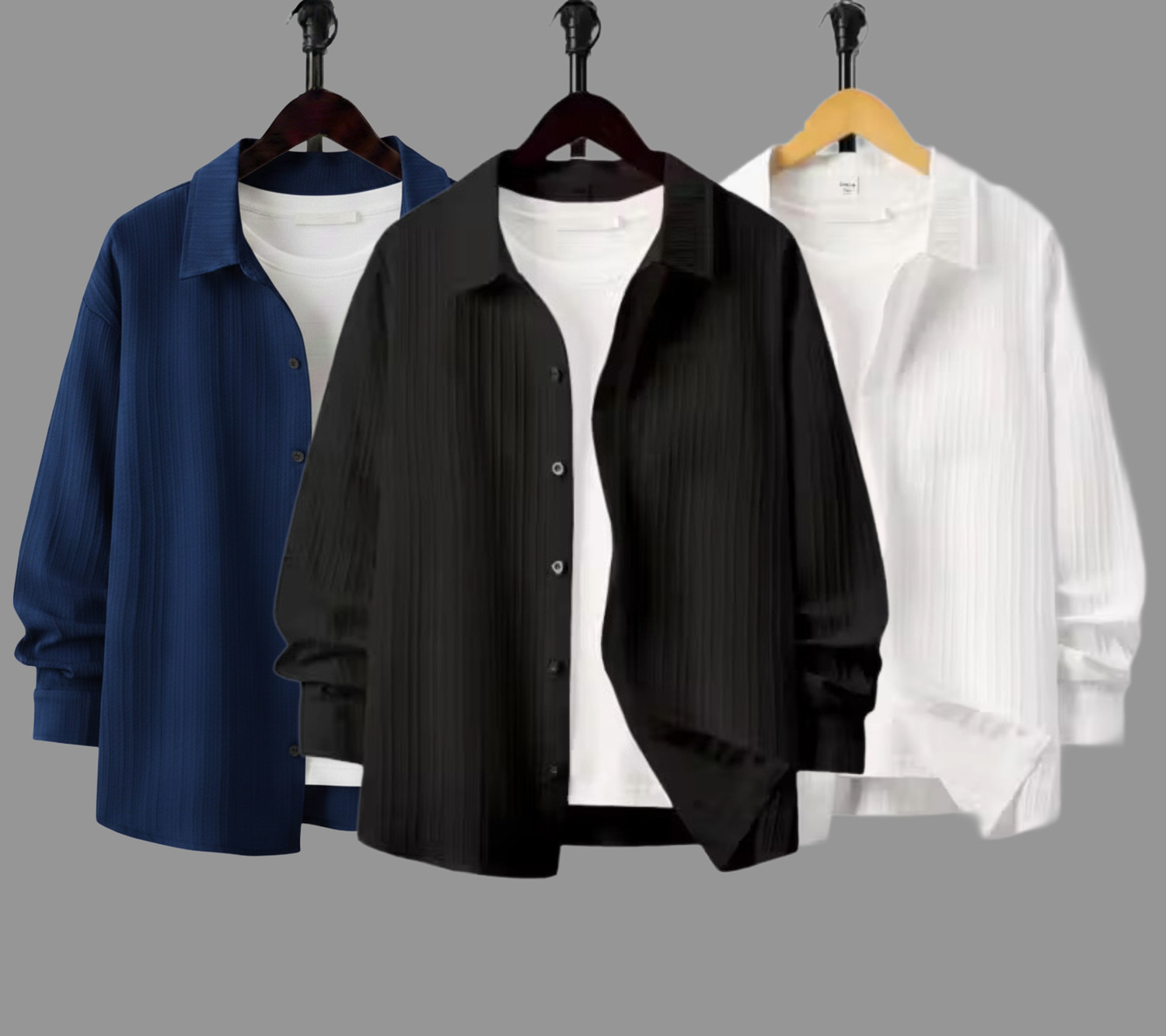 Image of Colix Men Regular Fit Solid Spread Collar Casual Shirt (Pack of 3)